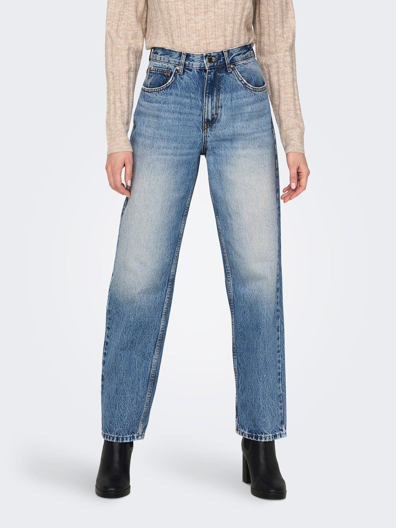 High waist straight leg sales jeans