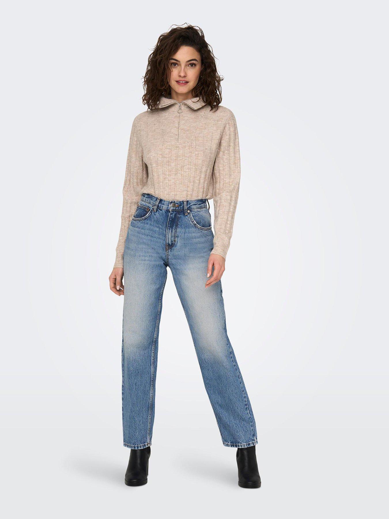 High rise deals straight leg jeans