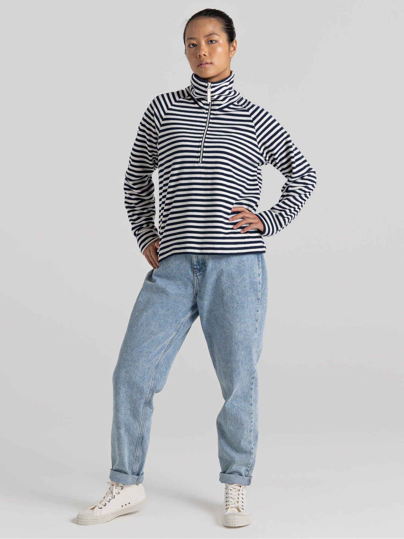 Craghoppers Melina Striped Half Zip Fleece Top - Navy, Navy, Size 10, Women|10