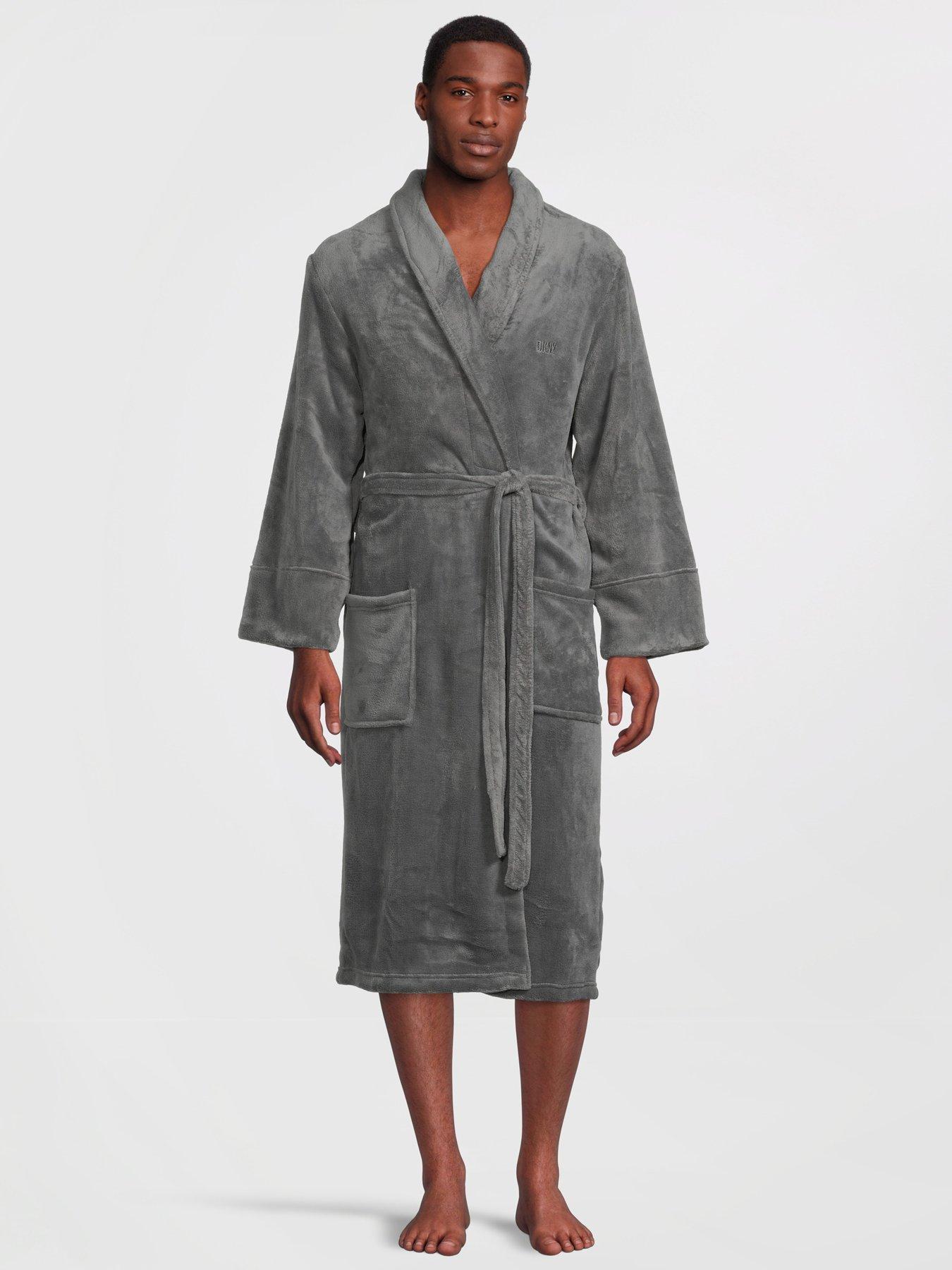 DKNY Colts Fleece Dressing Gown - Dark Grey | very.co.uk