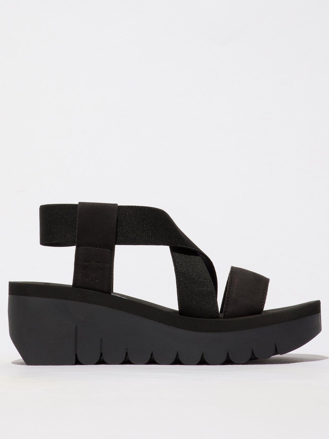 Black and white wedge sandals best sale