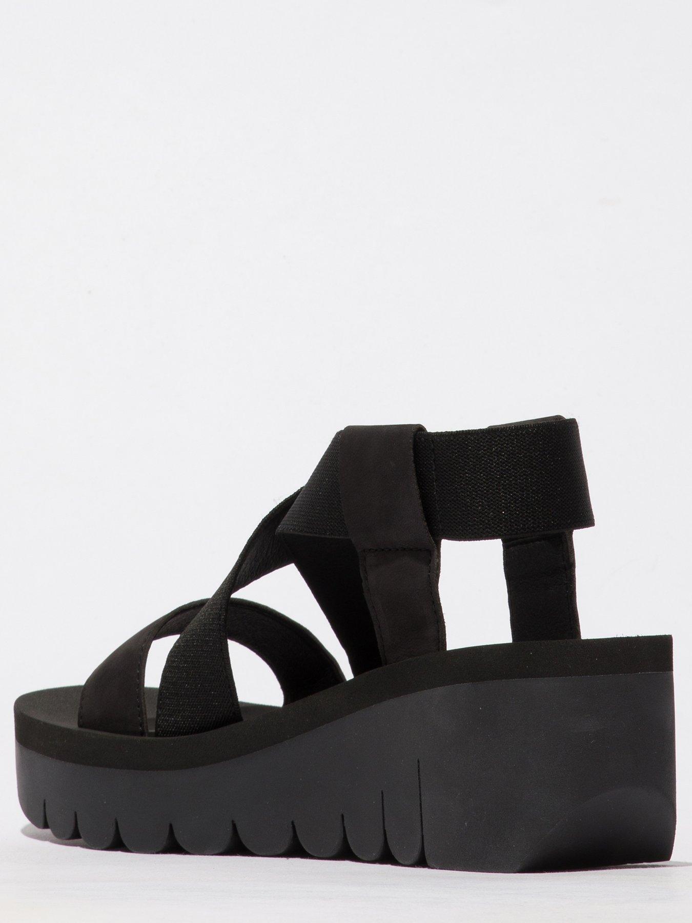 Fly london black wedge hot sale sandals