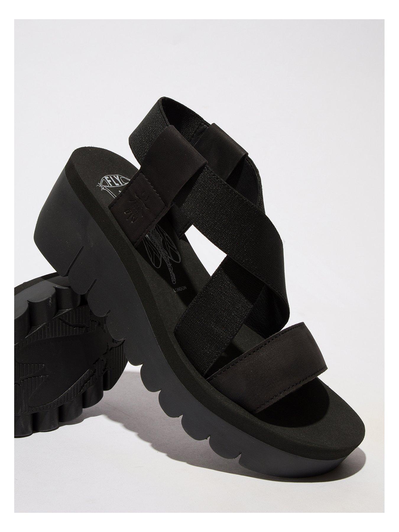 Fly London Cupido Wedge Sandal Black Very