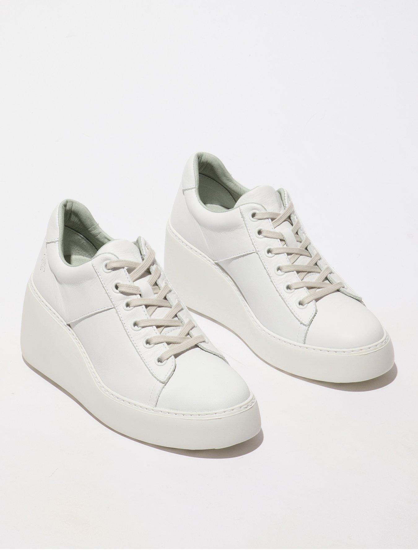 Fly London Dublin Wedge Laced Trainer - White | very.co.uk