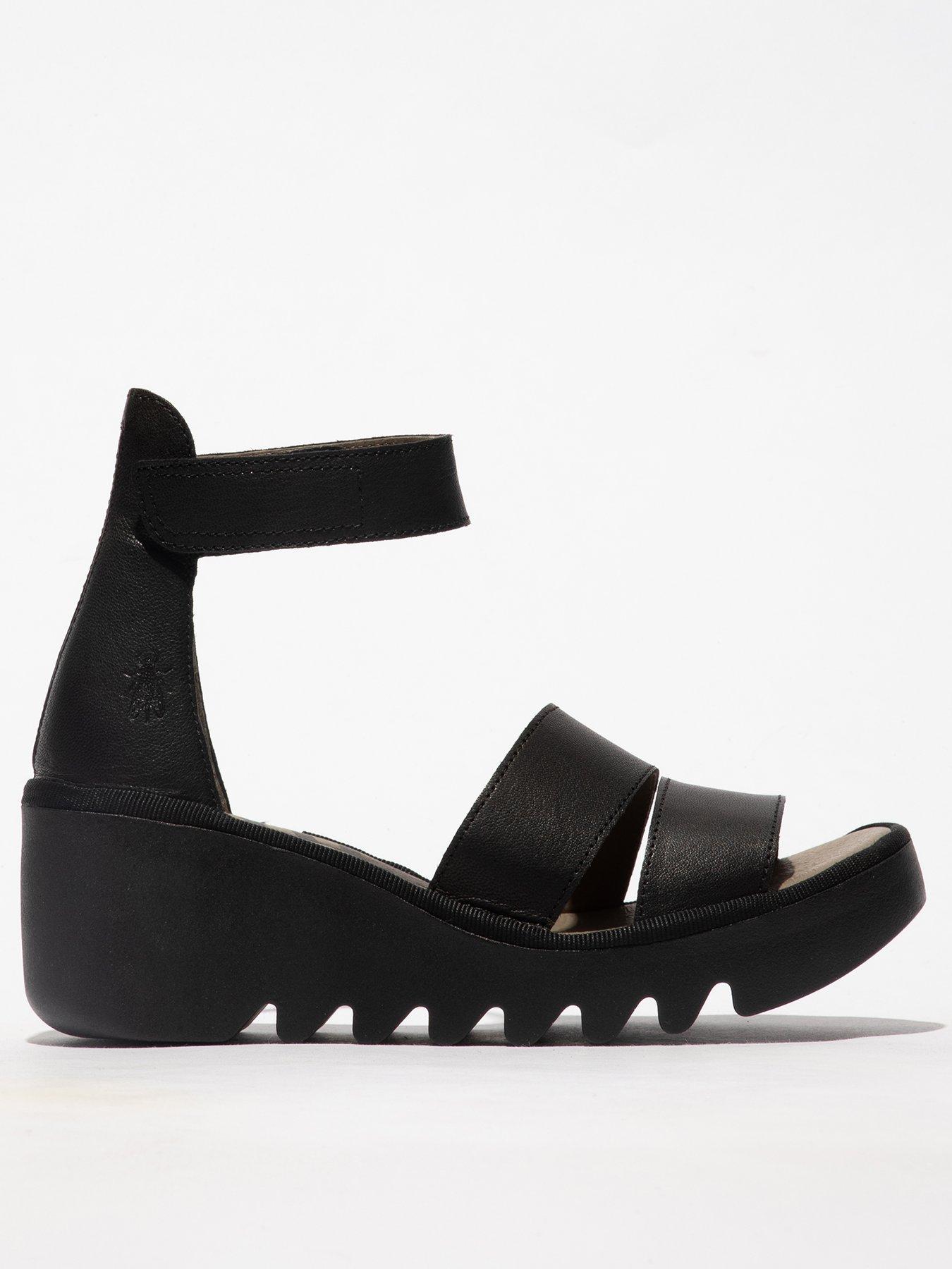 Fly black cheap wedge sandals