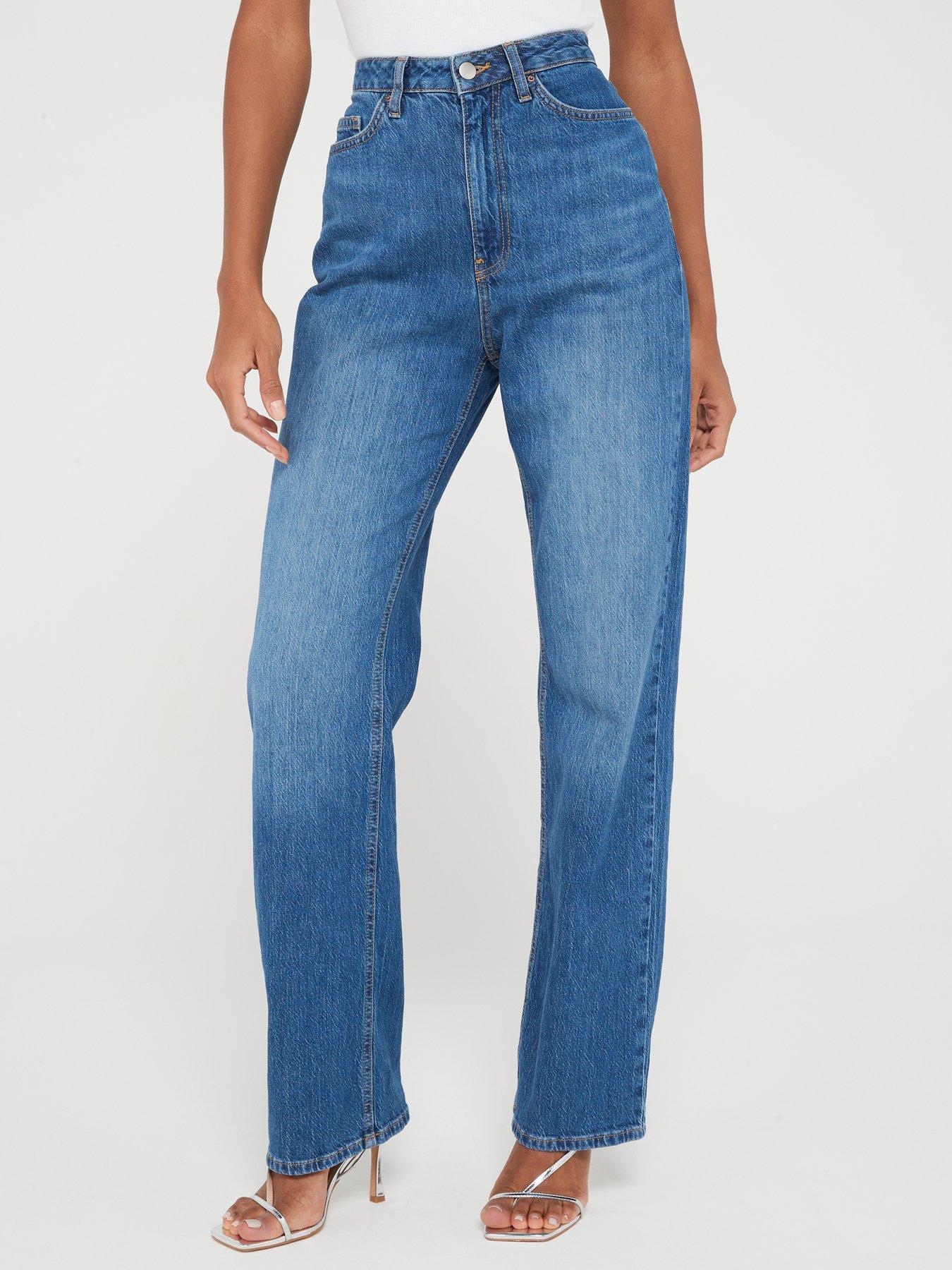 V by Very Wide Leg Jeans With Stretch - Mid Wash