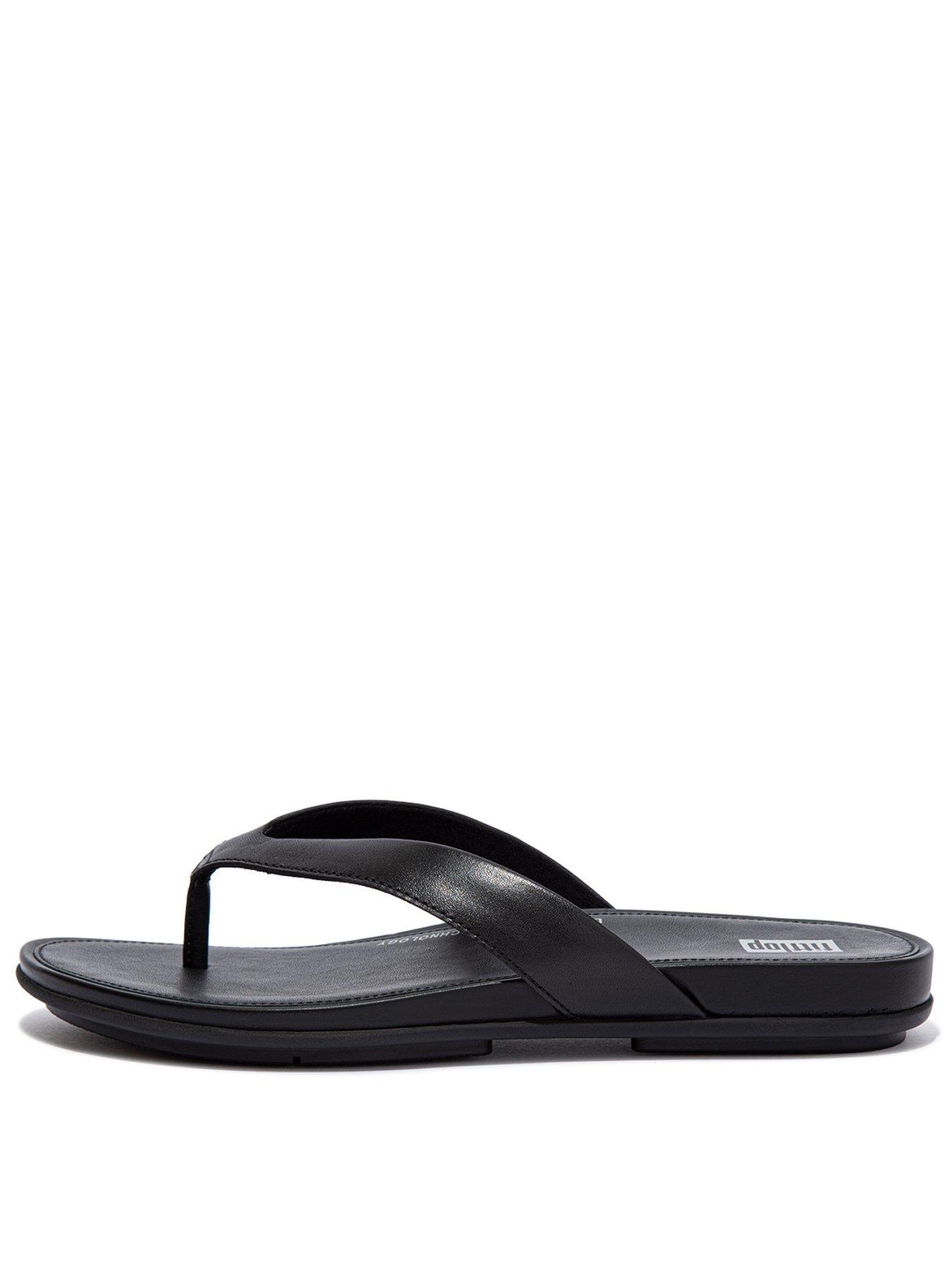 FitFlop Gracie Leather Flip-flops - All Black