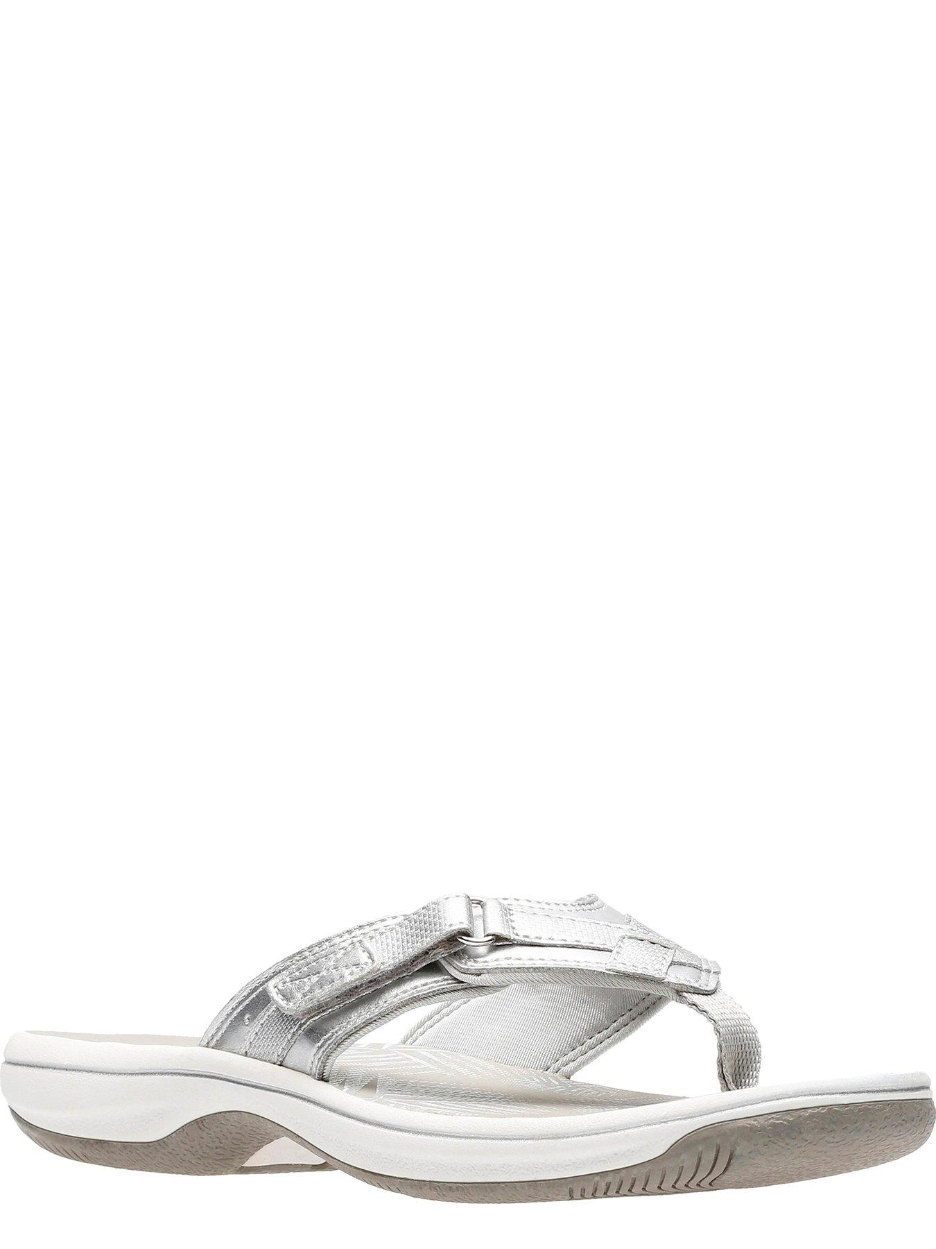 Clarks silver hotsell flip flops