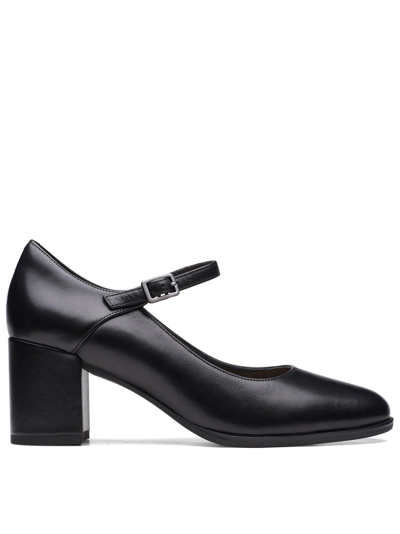 undefined Freva55 Strap Court Shoes - Black Leather