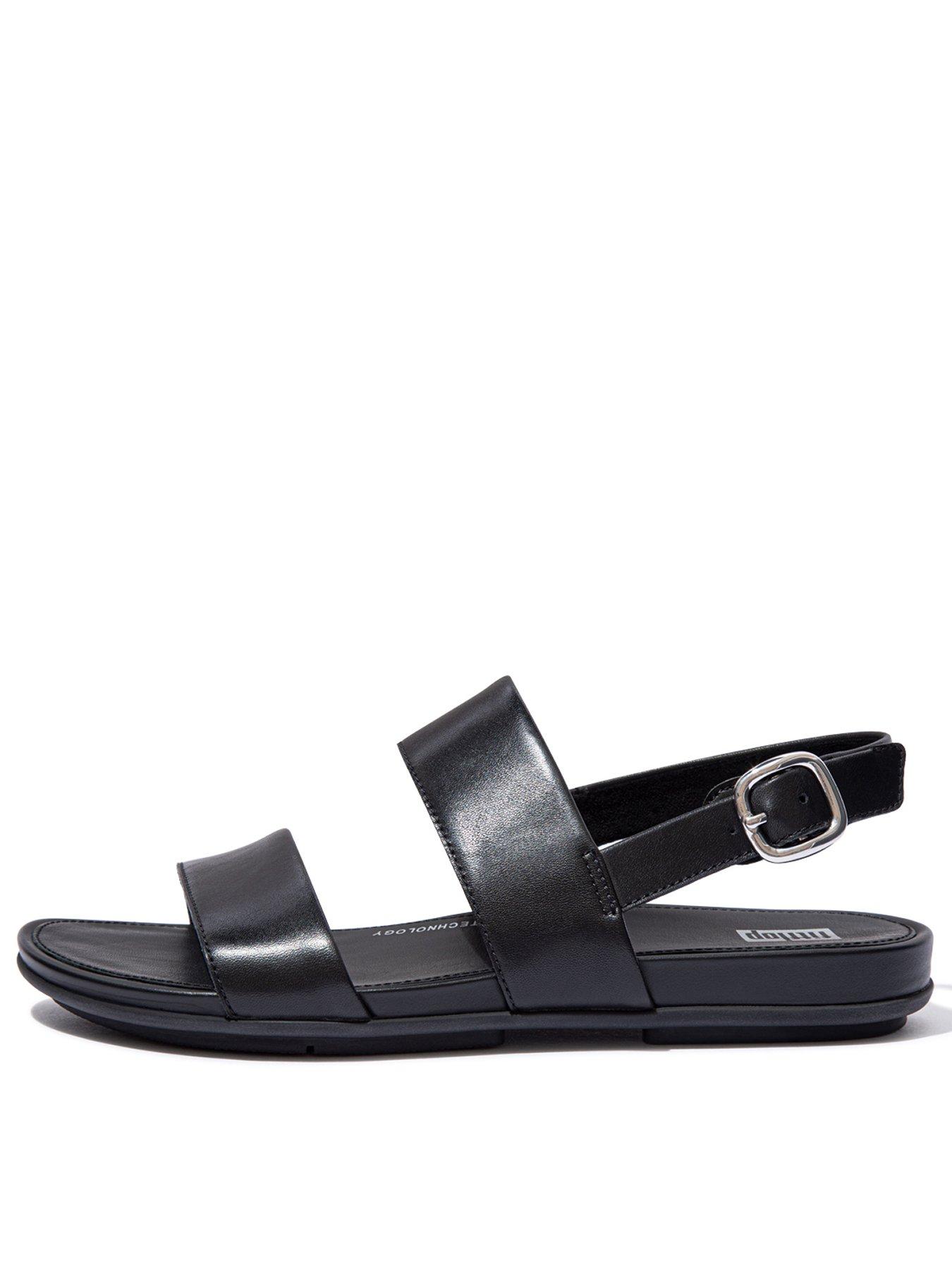 FitFlop Gracie Leather Back-strap Sandals - All Black | very.co.uk