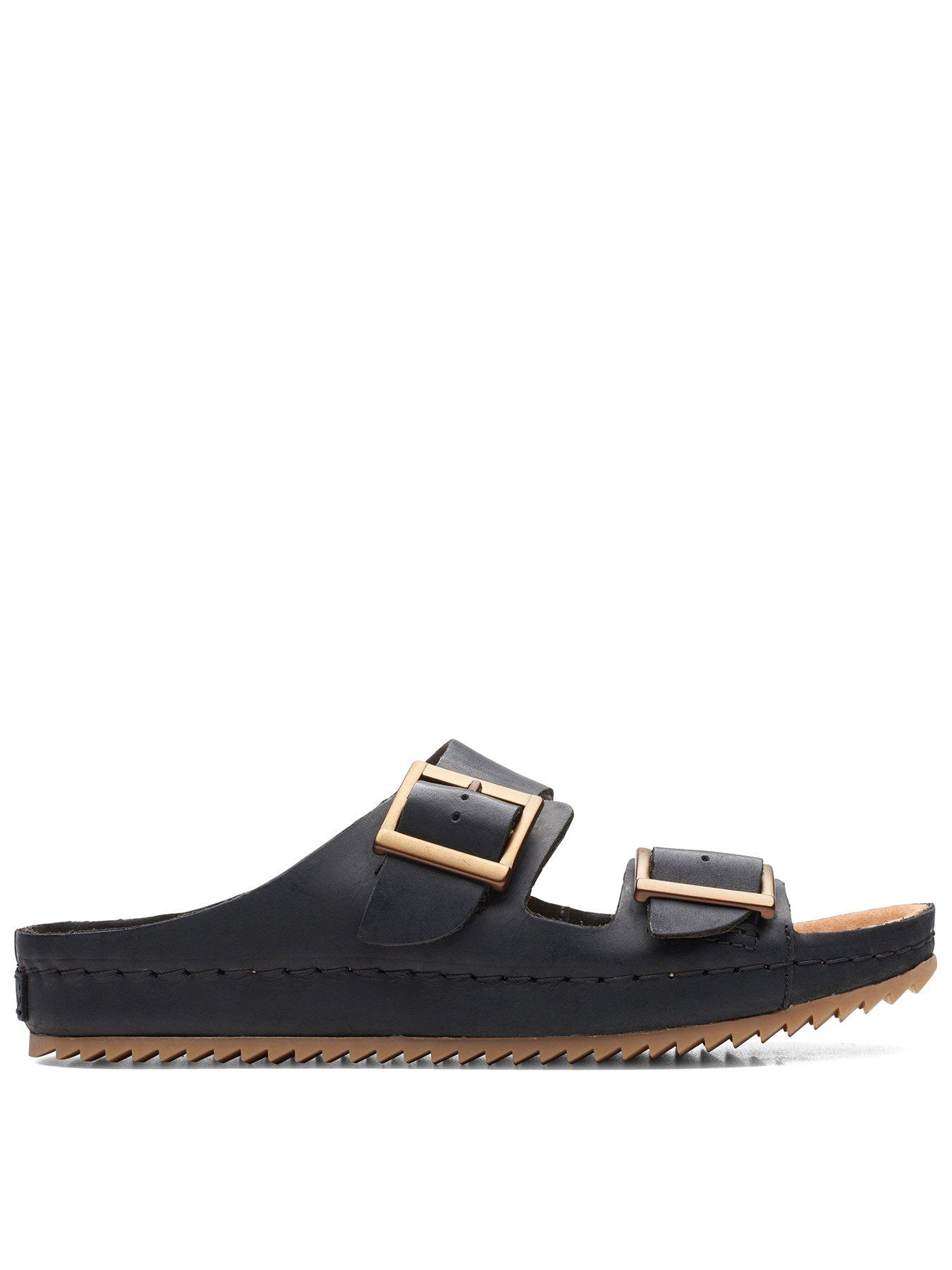 Clarks black outlet flat sandals