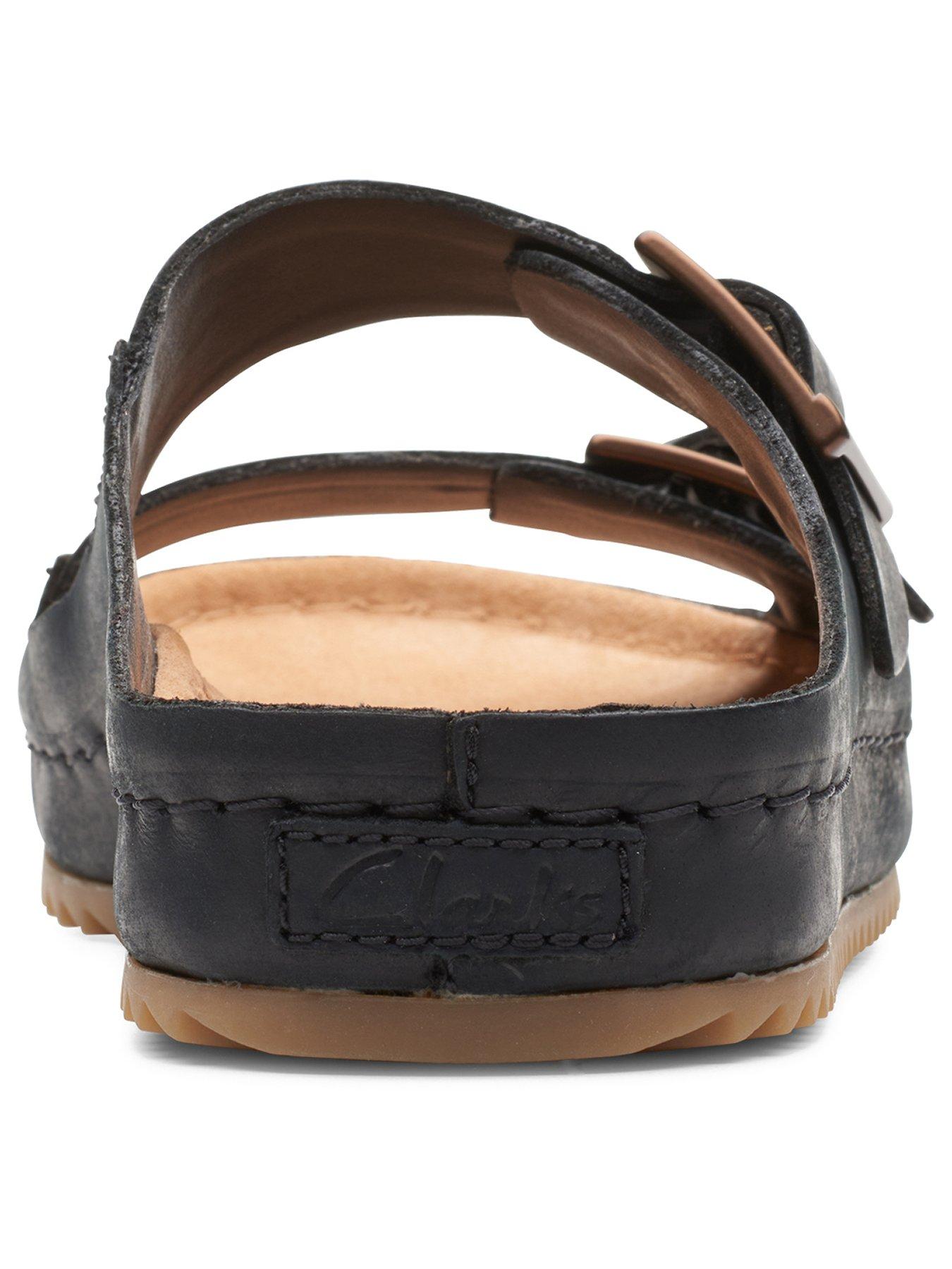 Clarks flat hot sale black sandals