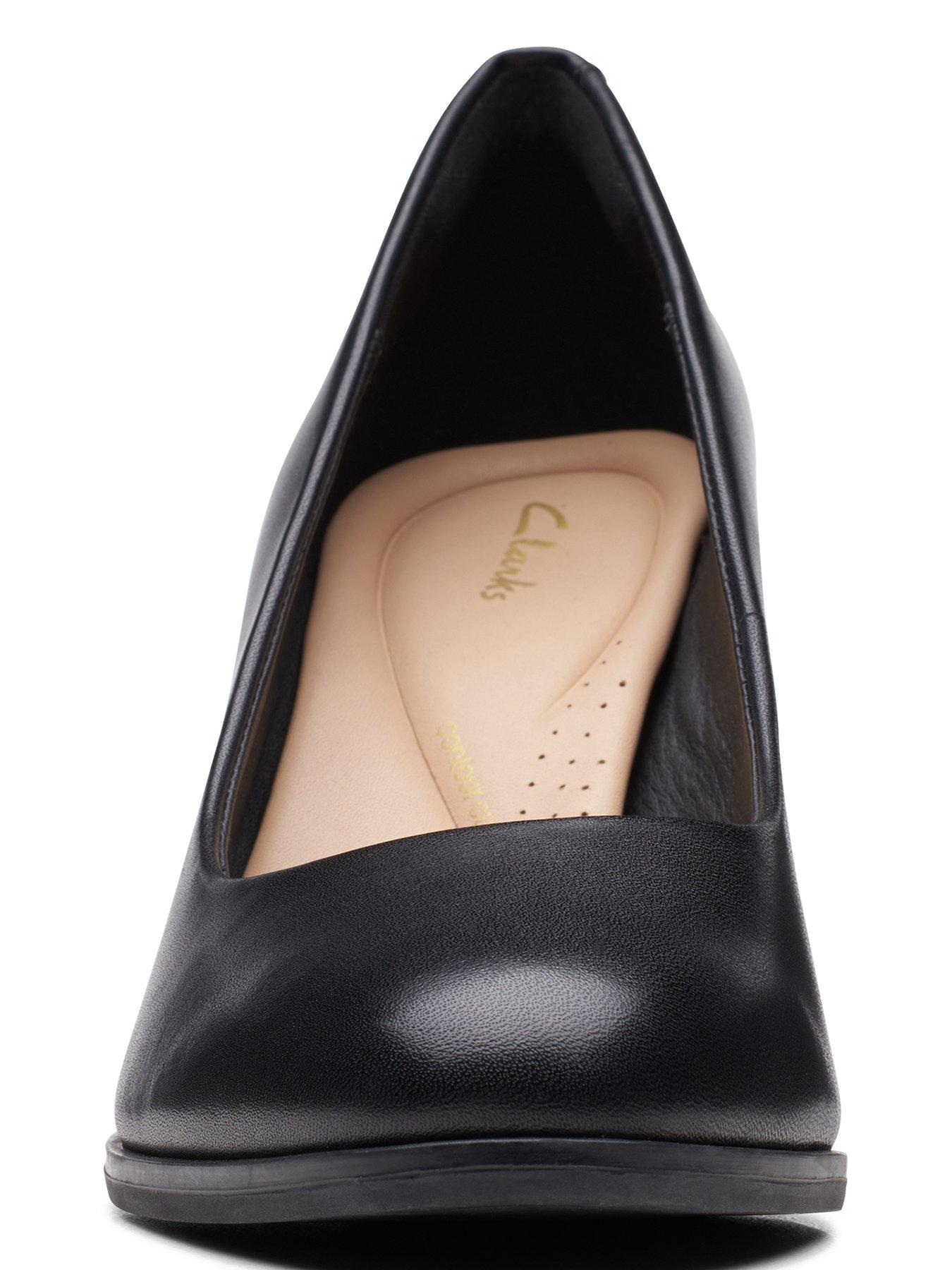 Clarks wide fit black top court shoes