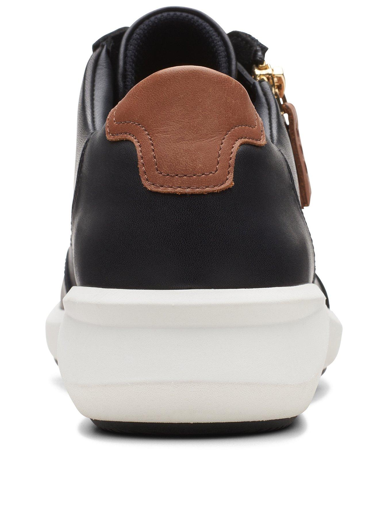 Clarks black hot sale leather trainers