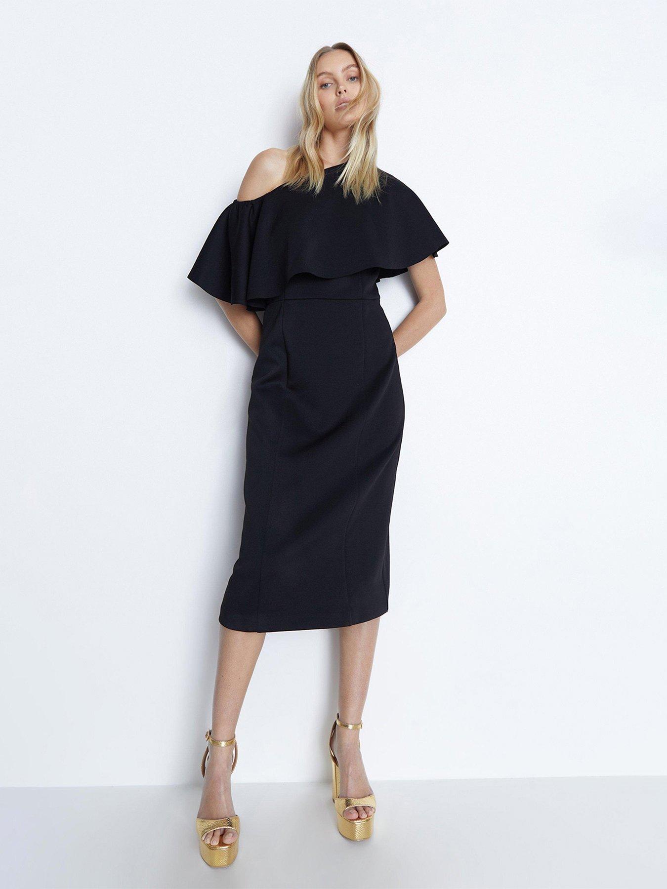 Scuba ruffle outlet dress