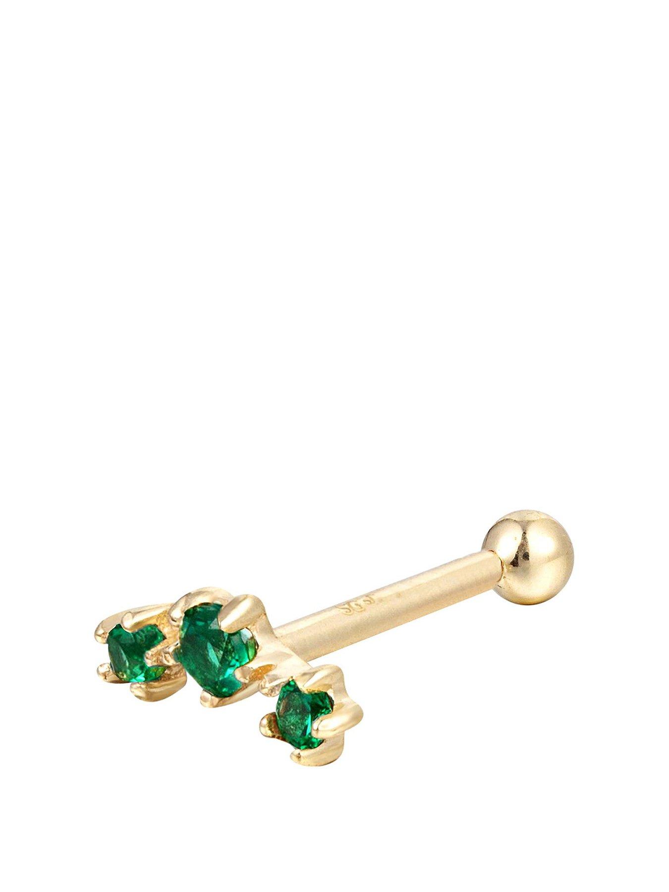 Product photograph of Seol Gold 18ct Gold Plated Sterling Silver Emerald Constellation Cz Stud from very.co.uk