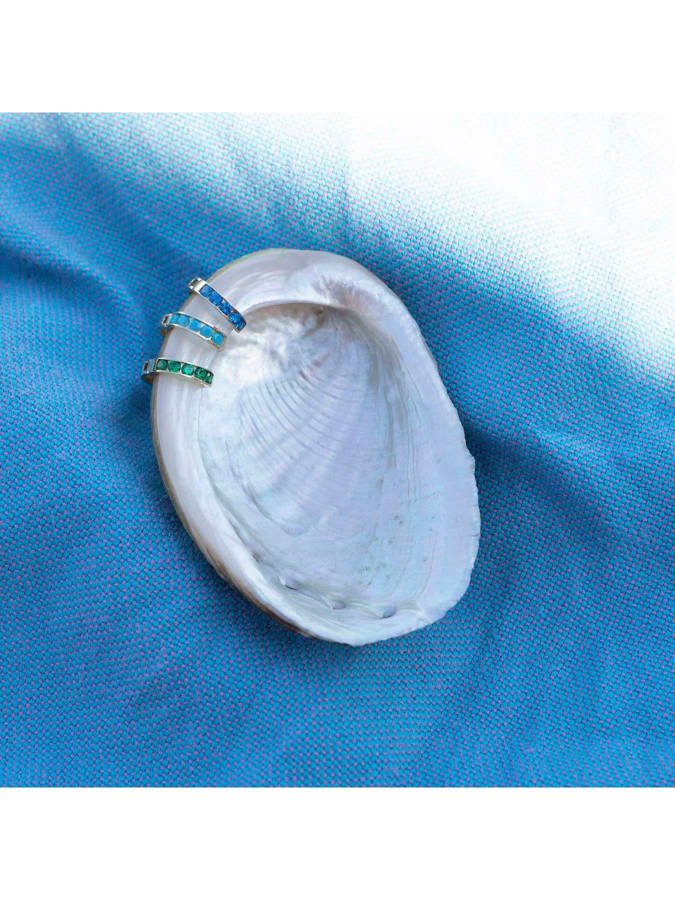 Image 3 of 4 of Seol + Gold 18ct Gold Plated Sterling Silver Emerald CZ Huggies