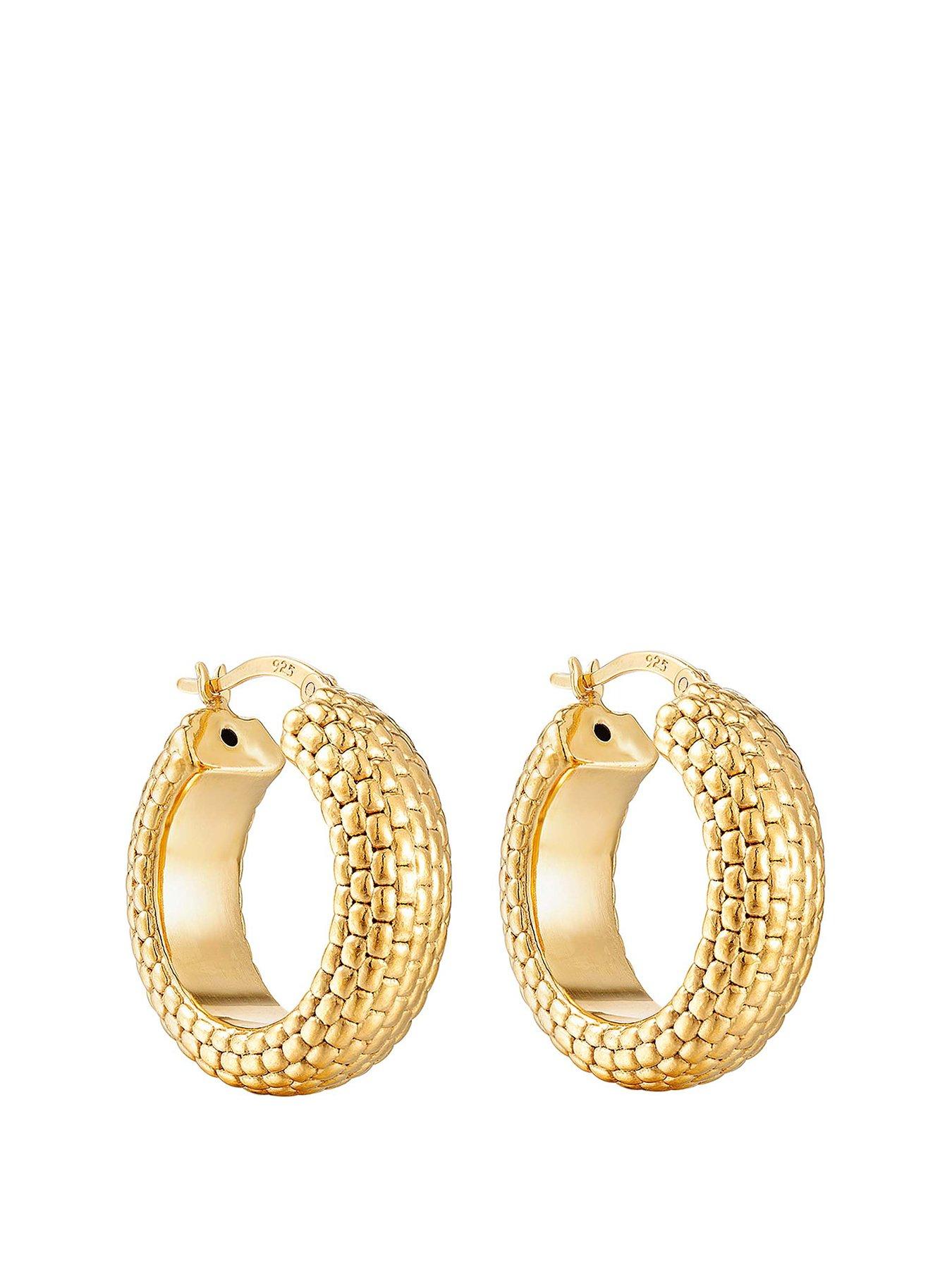 Product photograph of Seol Gold 18ct Gold Plated Sterling Silver Chunky Snake Chain Hoop Earrings from very.co.uk