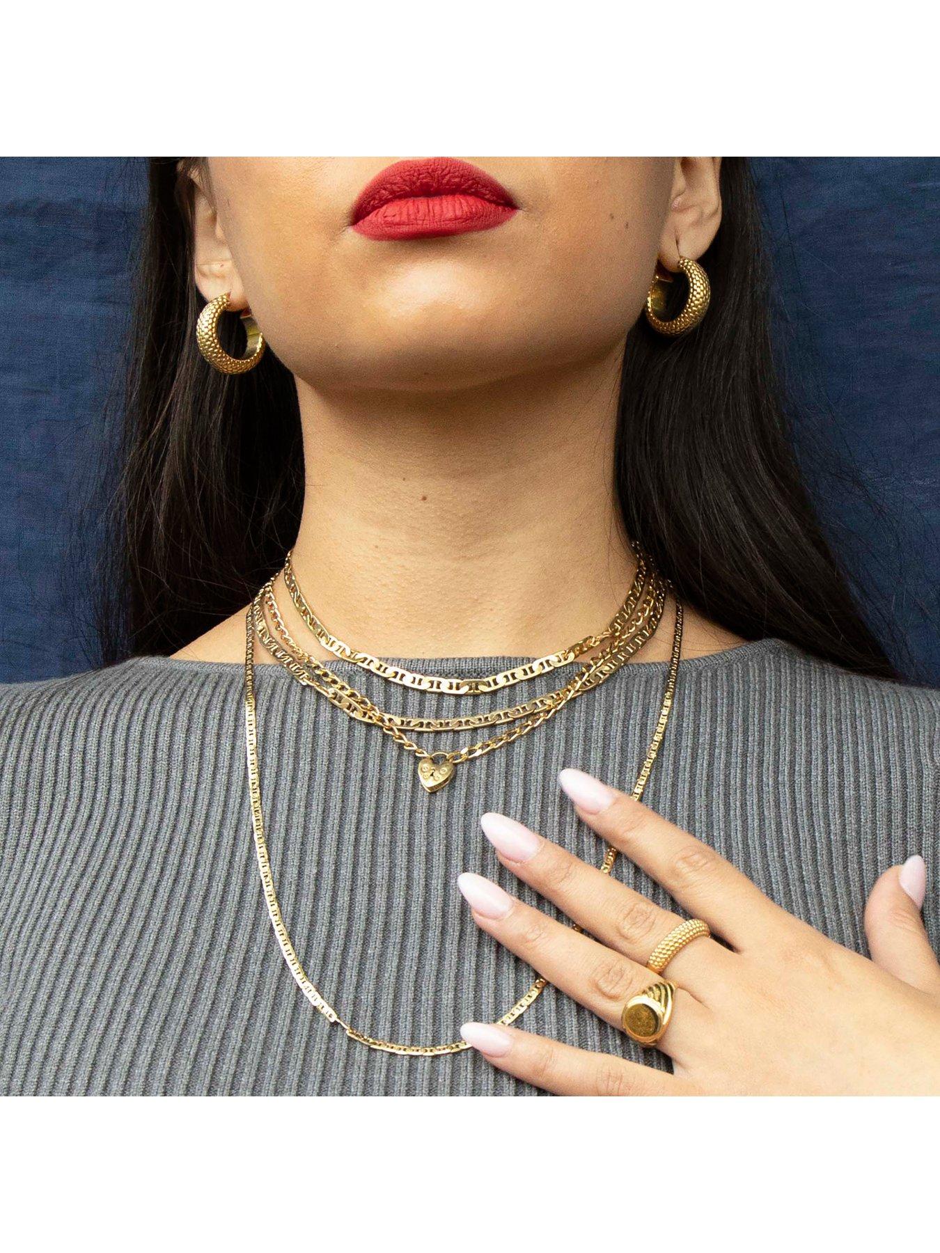 Image 2 of 4 of Seol + Gold 18ct Gold Plated Sterling Silver Chunky Snake Chain Hoop Earrings