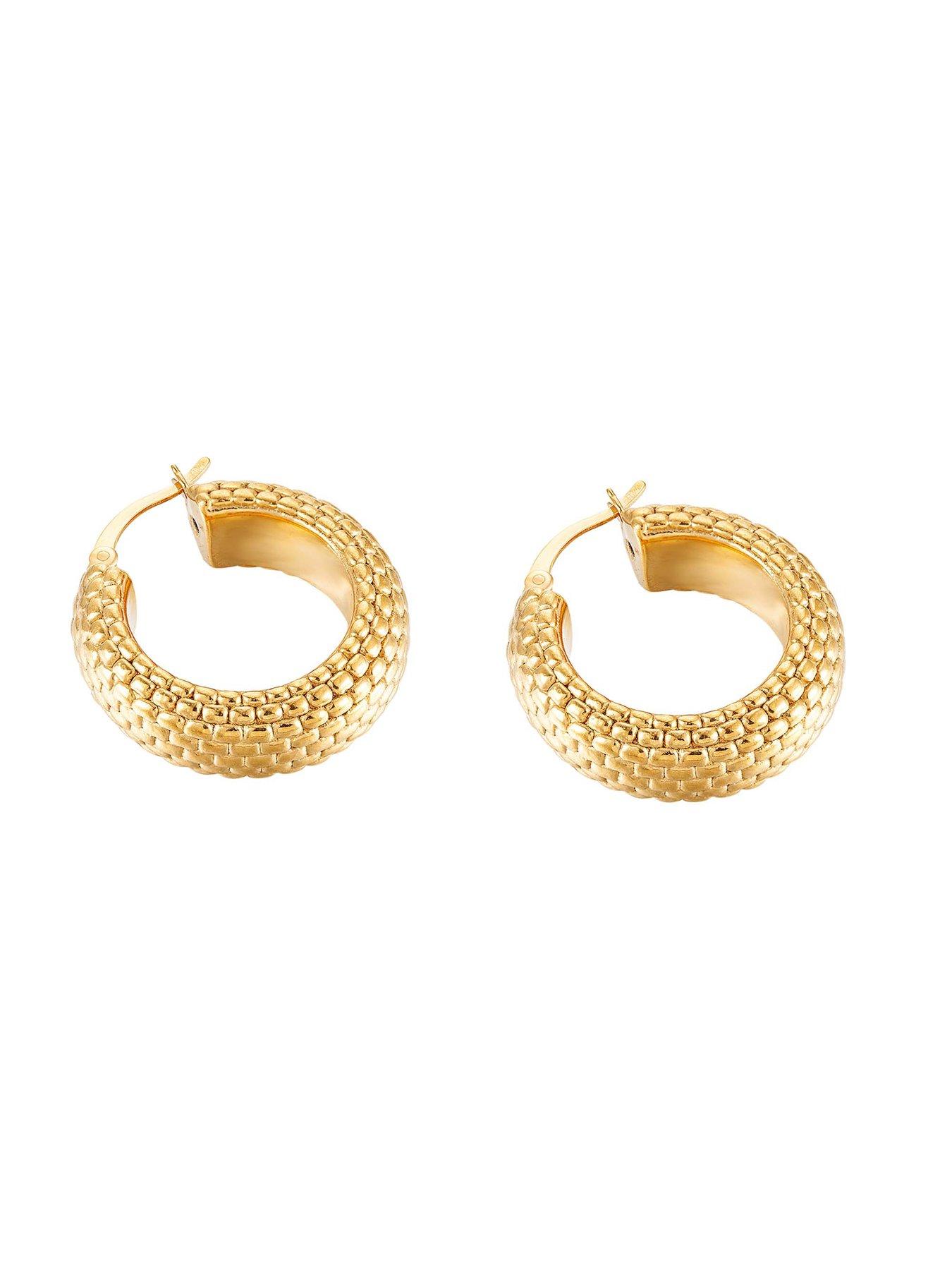 Image 3 of 4 of Seol + Gold 18ct Gold Plated Sterling Silver Chunky Snake Chain Hoop Earrings