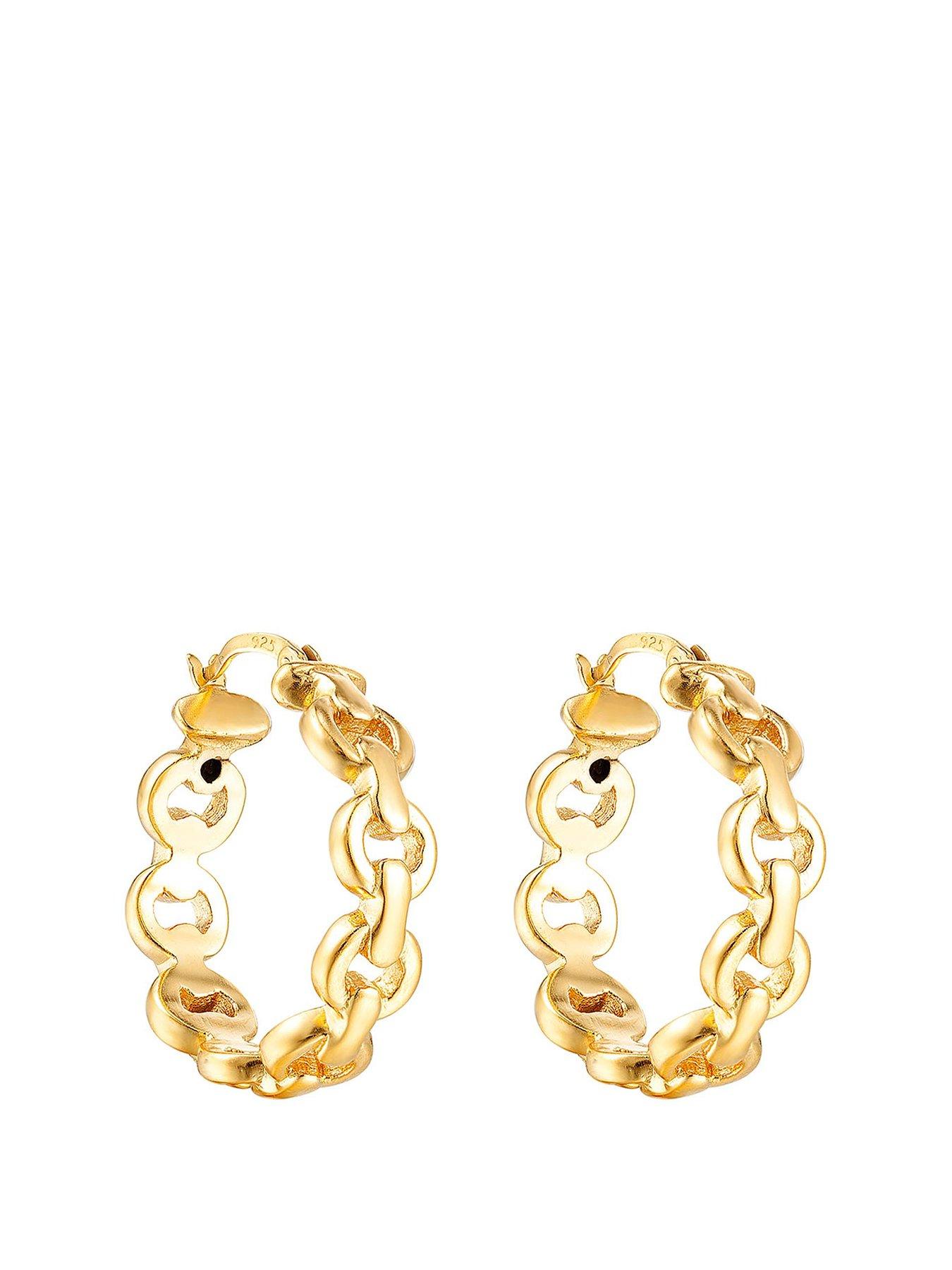 Product photograph of Seol Gold 18ct Gold Plated Sterling Silver Anchor Chain Hoop Earrings from very.co.uk