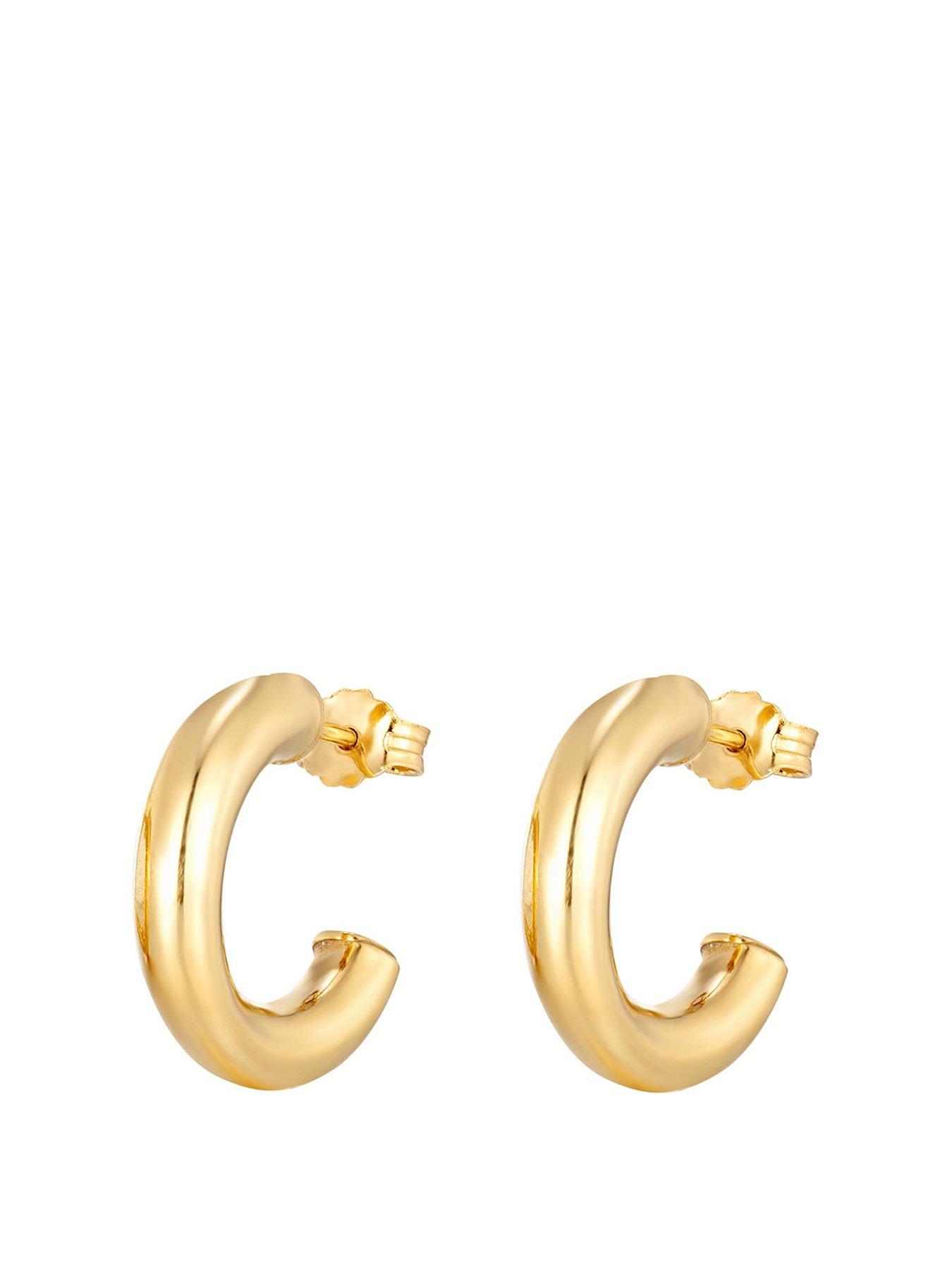 undefined 18ct Gold Plated Sterling Silver 20mm Half-Hoop Studs