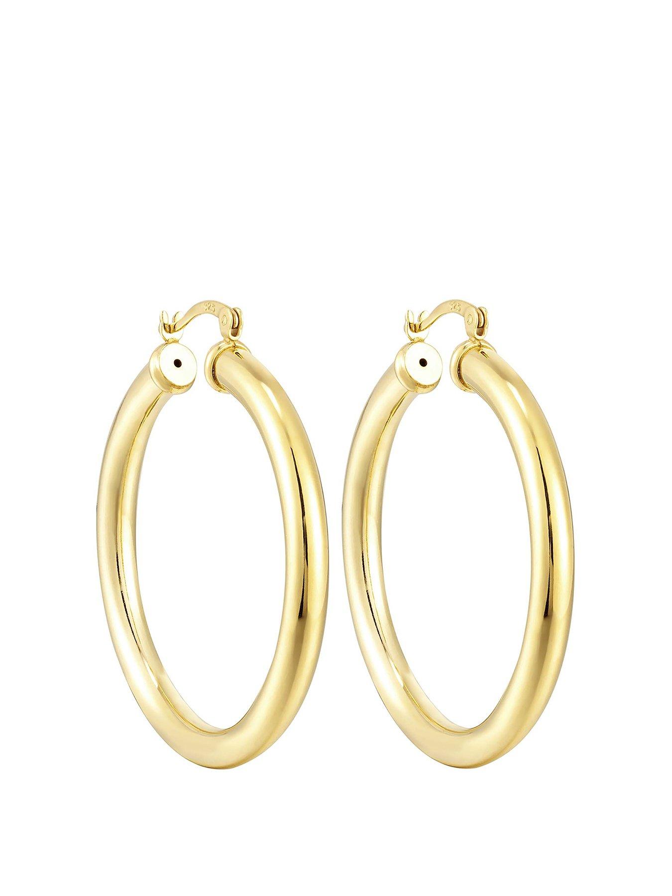 Product photograph of Seol Gold 18ct Gold Plated Sterling Silver Large Thick Creole Hoops from very.co.uk
