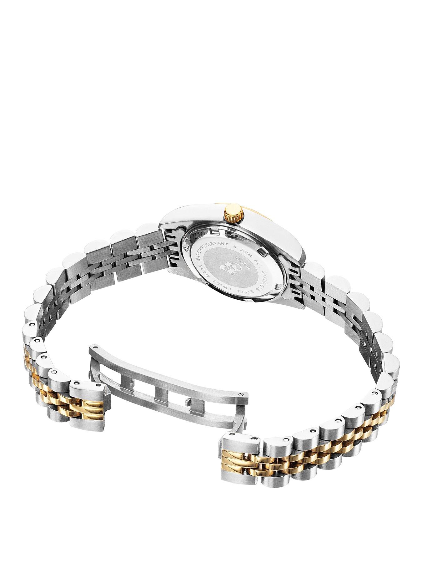 Silver watch gold on sale bracelet