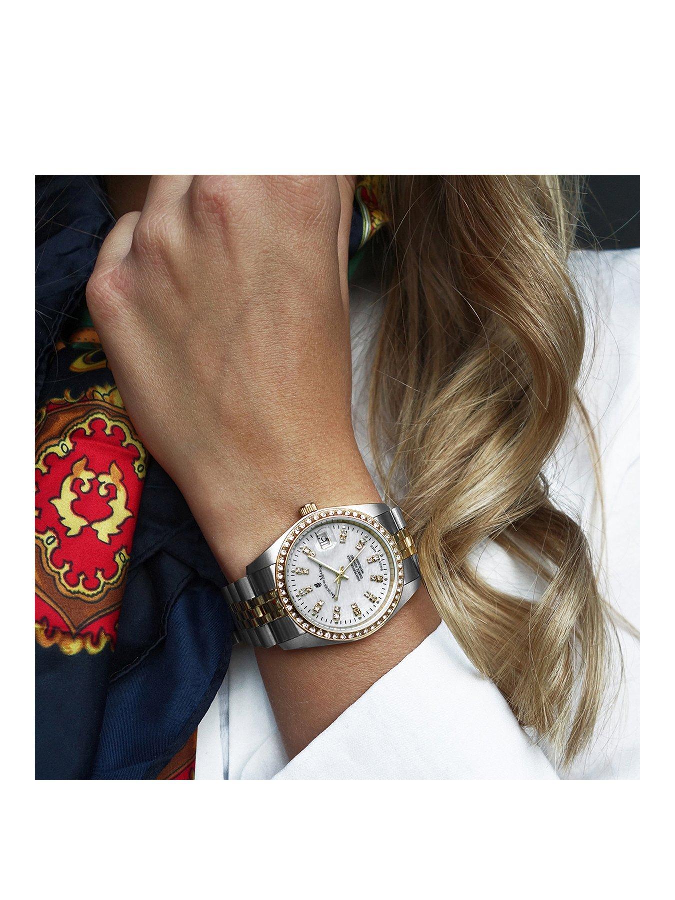 Ladies gold and silver bracelet watches clearance