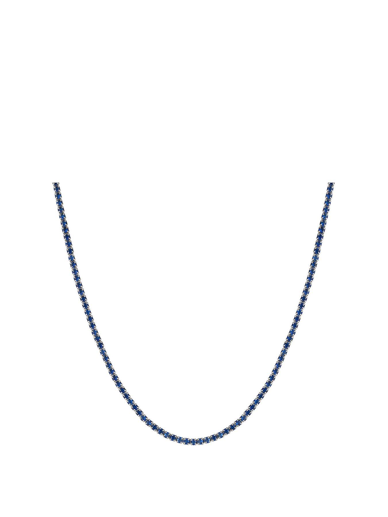 Product photograph of Seol Gold Sterling Silver Sapphire Cz Adjustable Tennis Choker Necklace from very.co.uk