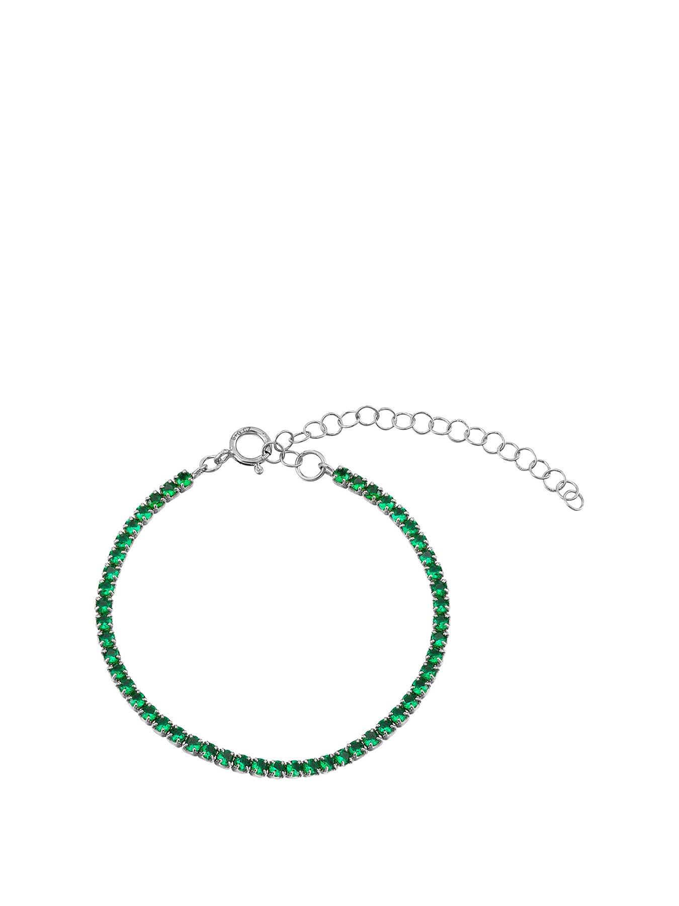 Product photograph of Seol Gold Sterling Silver Emerald Cz Adjustable Tennis Bracelet from very.co.uk