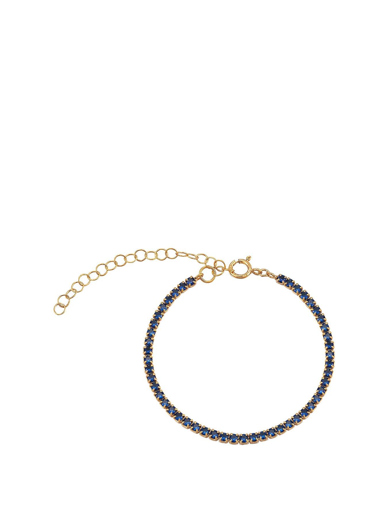 Product photograph of Seol Gold 18ct Gold Plated Sterling Silver Sapphire Cz Adjustable Tennis Bracelet from very.co.uk