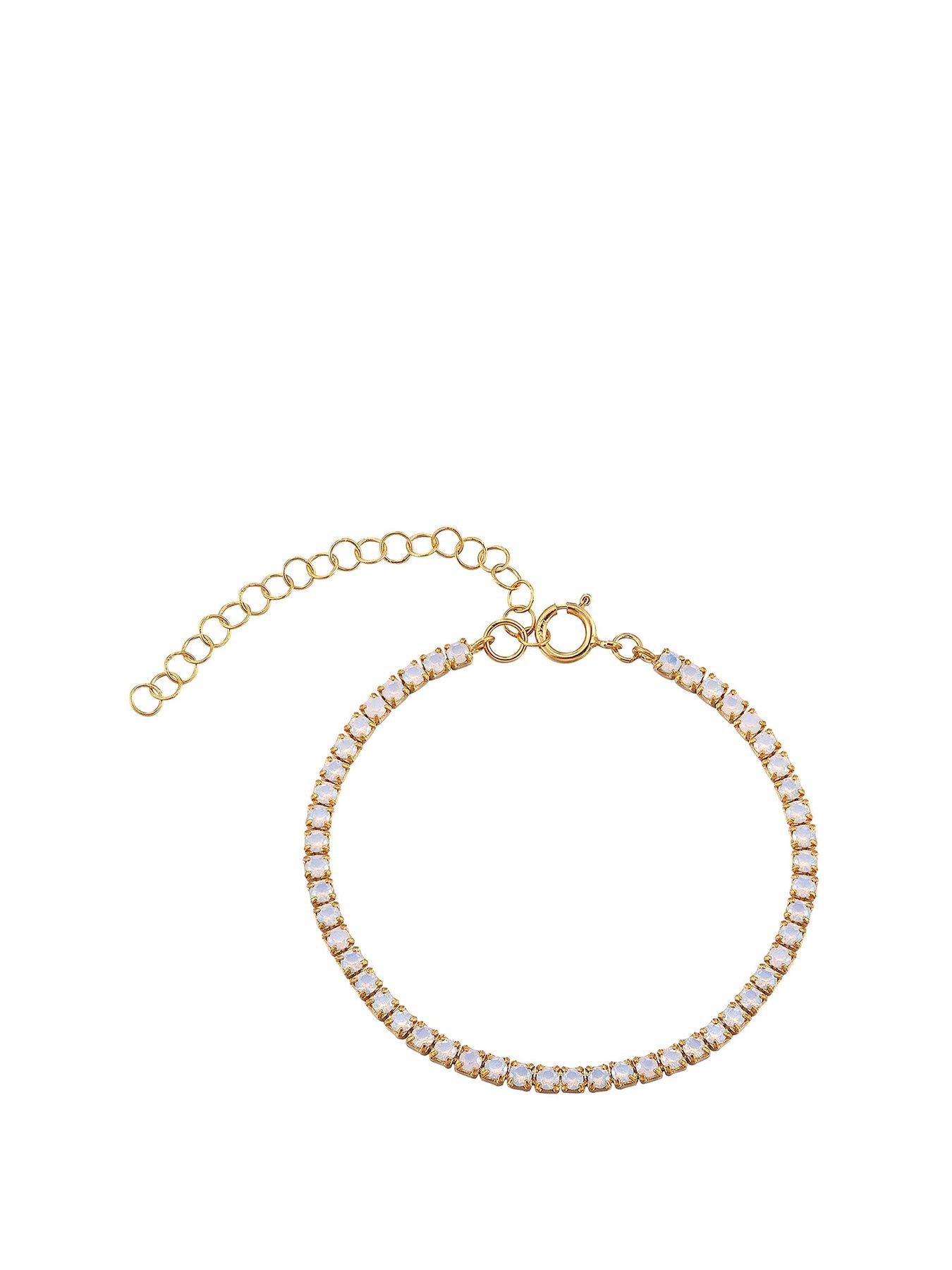 Product photograph of Seol Gold 18ct Gold Plated Sterling Silver Opal Adjustable Tennis Bracelet from very.co.uk