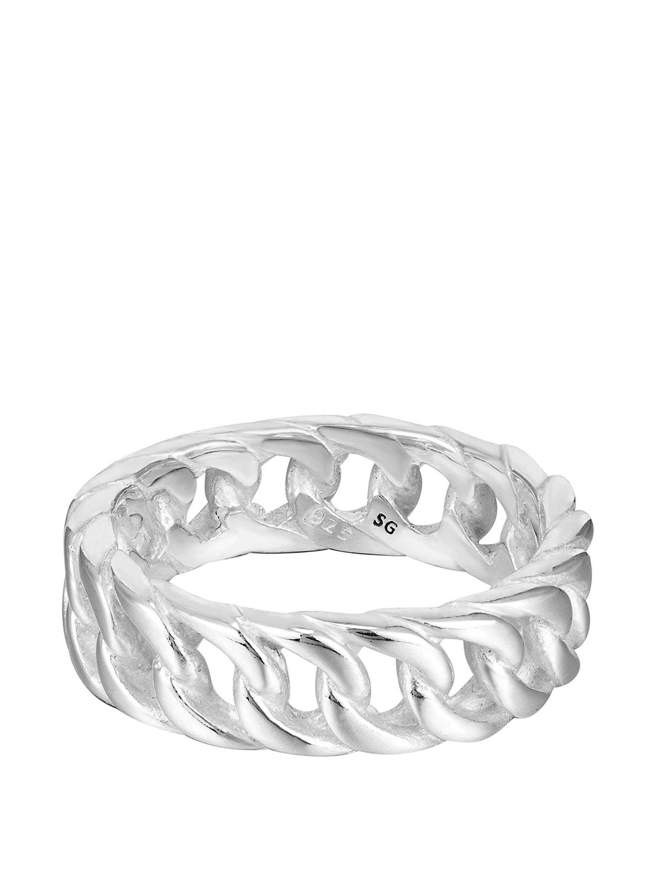 Product photograph of Seol Gold Sterling Silver Curb Chain Ring from very.co.uk