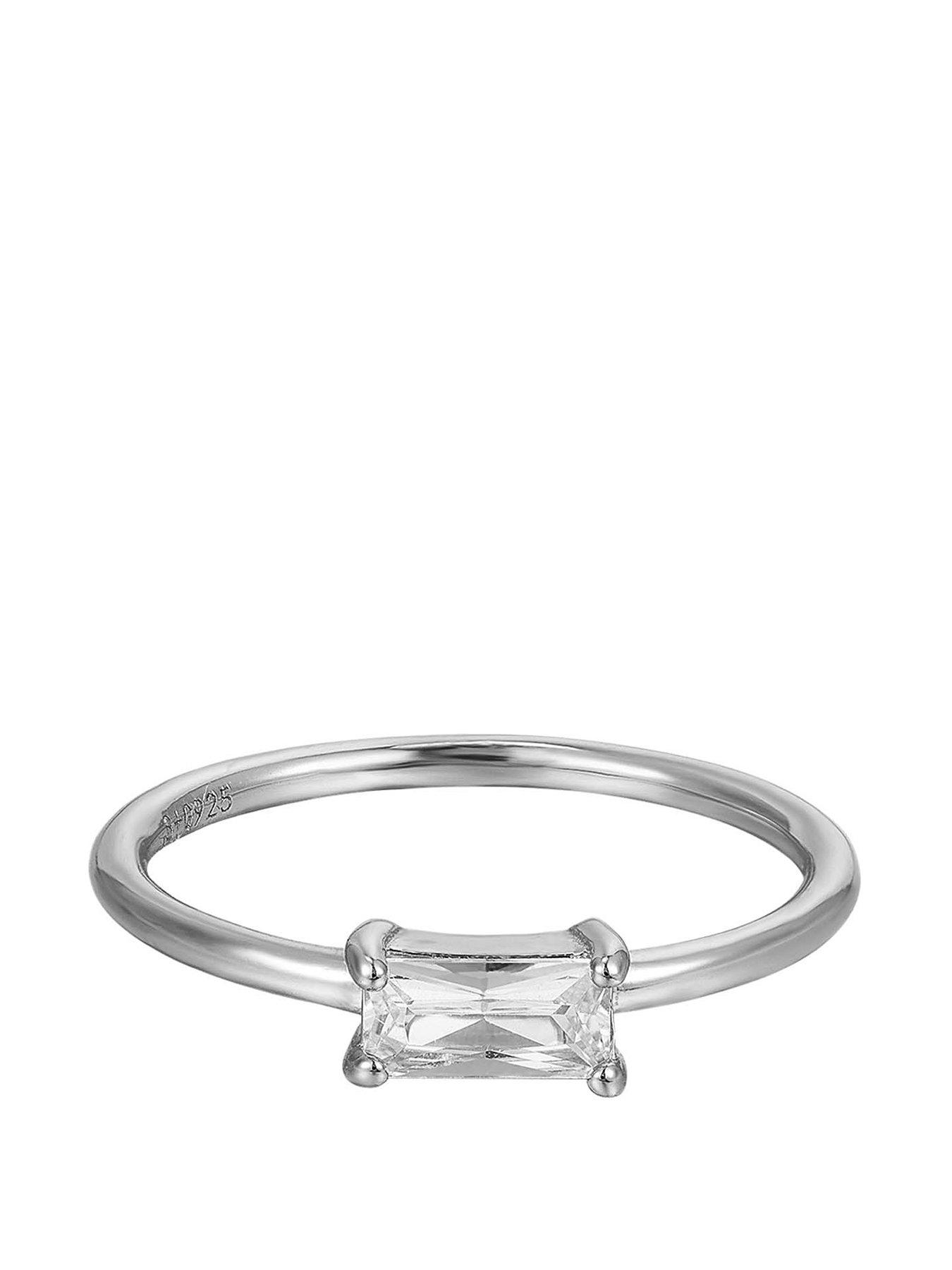 Silver hot sale baguette ring