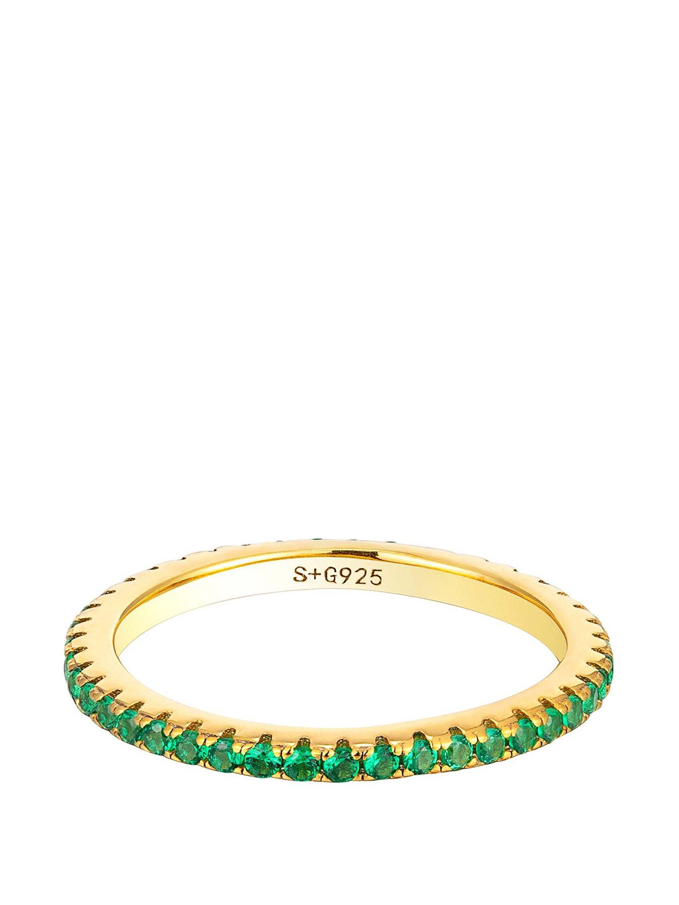 Product photograph of Seol Gold 18ct Gold Plated Sterling Silver Emerald Eternity Ring from very.co.uk