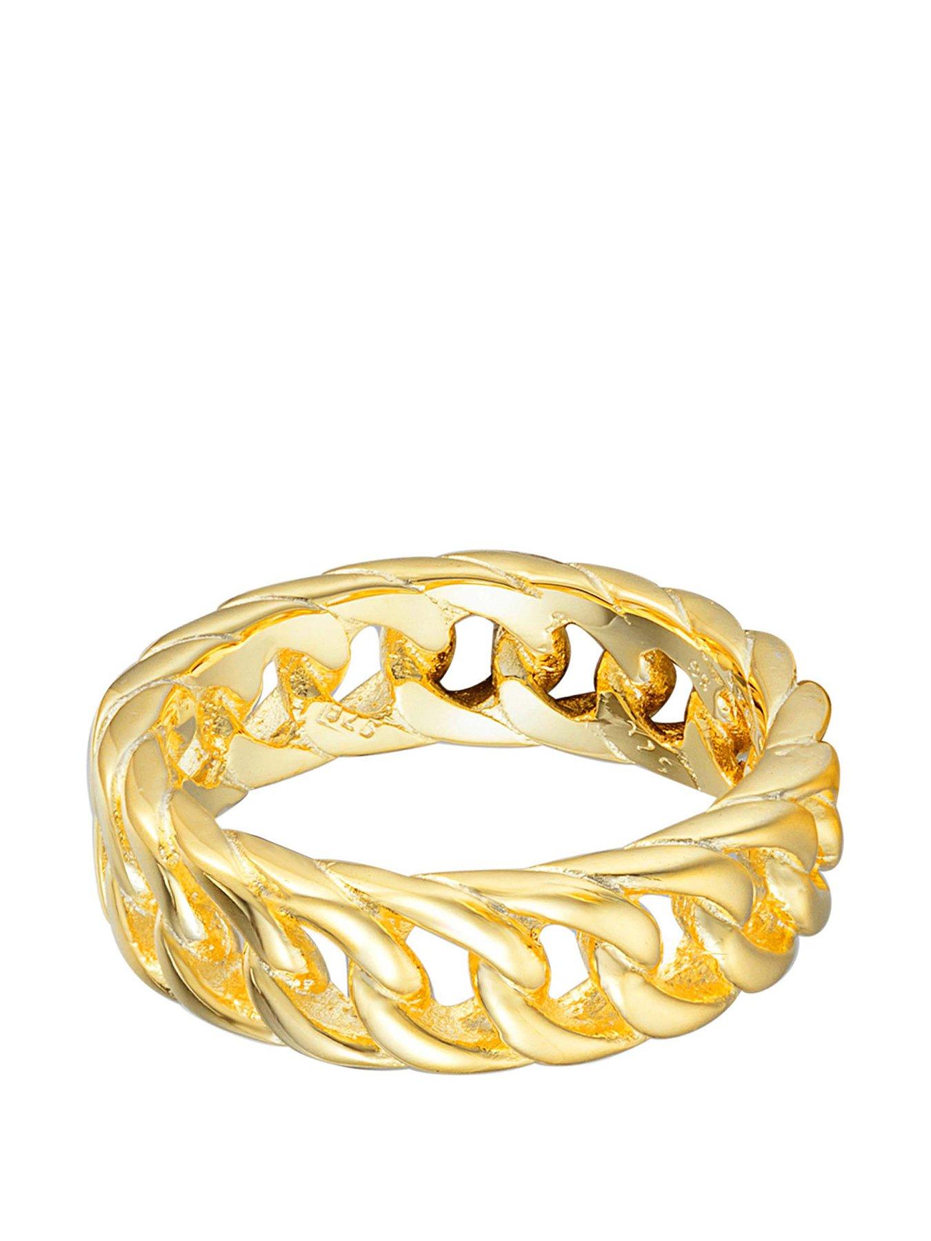 Product photograph of Seol Gold 18ct Gold Plated Sterling Silver Curb Chain Ring from very.co.uk