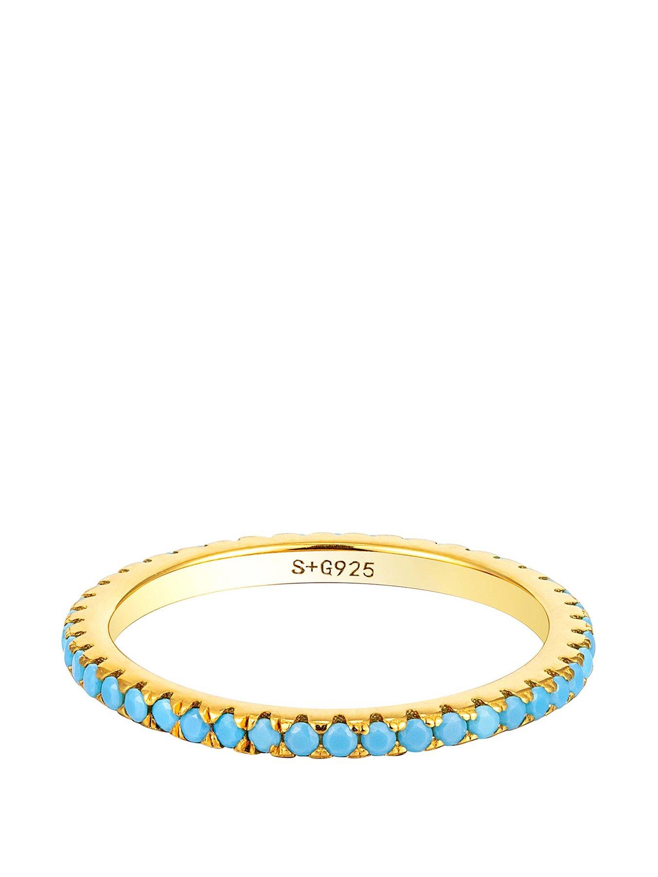 Product photograph of Seol Gold 18ct Gold Plated Sterling Silver Turquoise Eternity Ring from very.co.uk