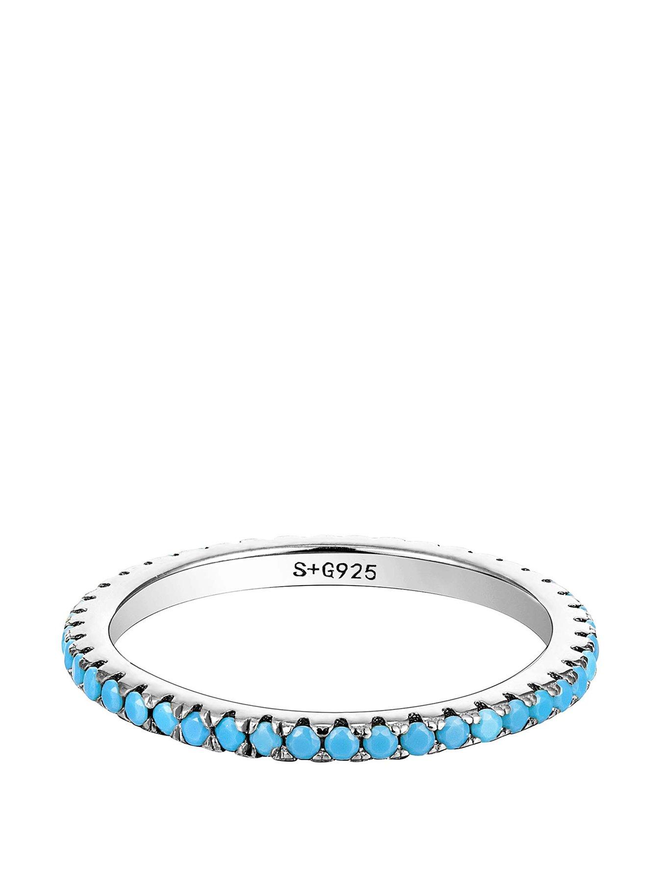 Image 1 of 5 of Seol + Gold Sterling Silver Turquoise Eternity Ring
