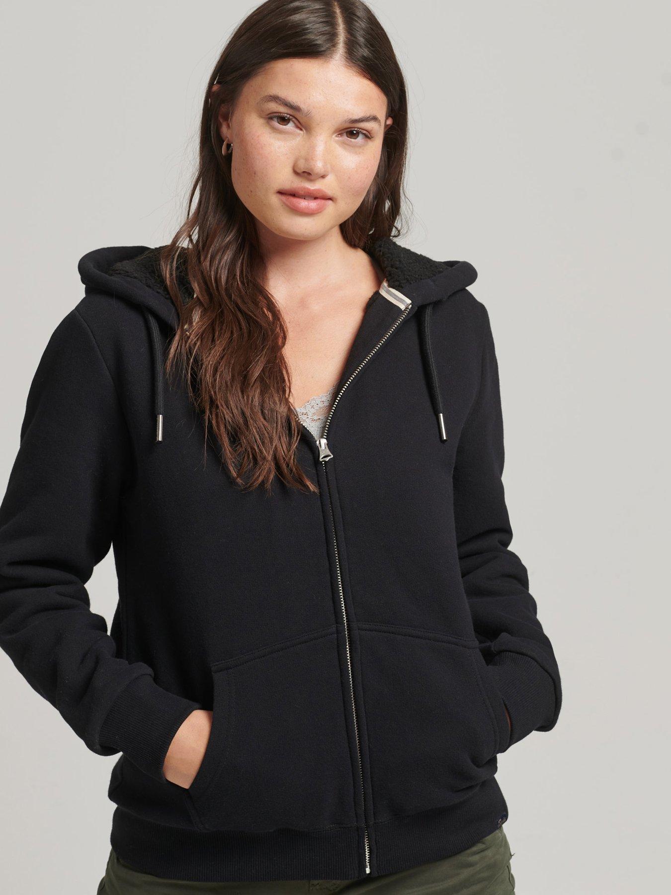 Womens Borg Lined Zip Through Hoodie