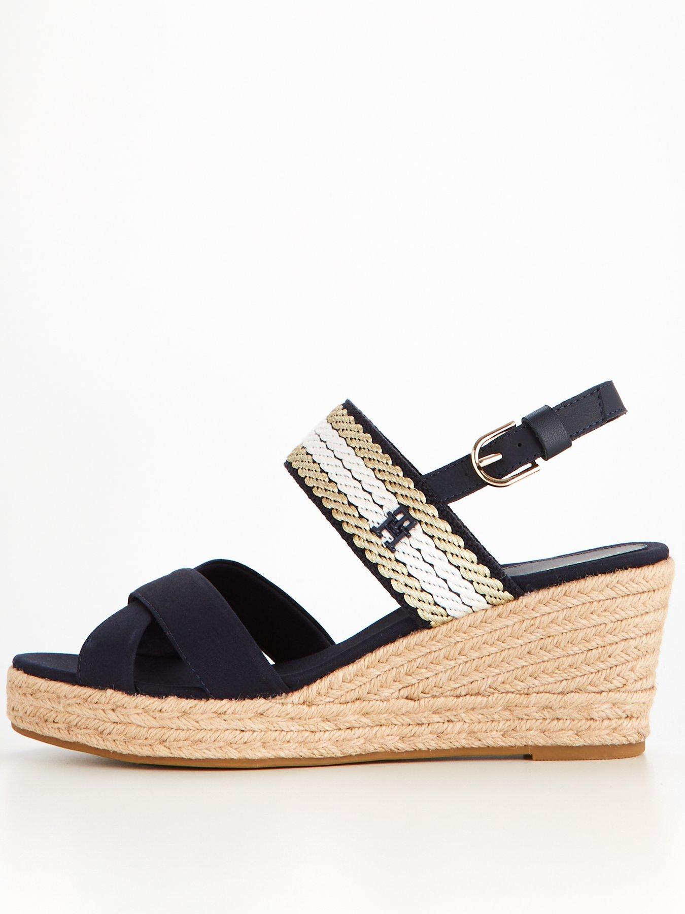 tommy hilfiger blue wedge sandals
