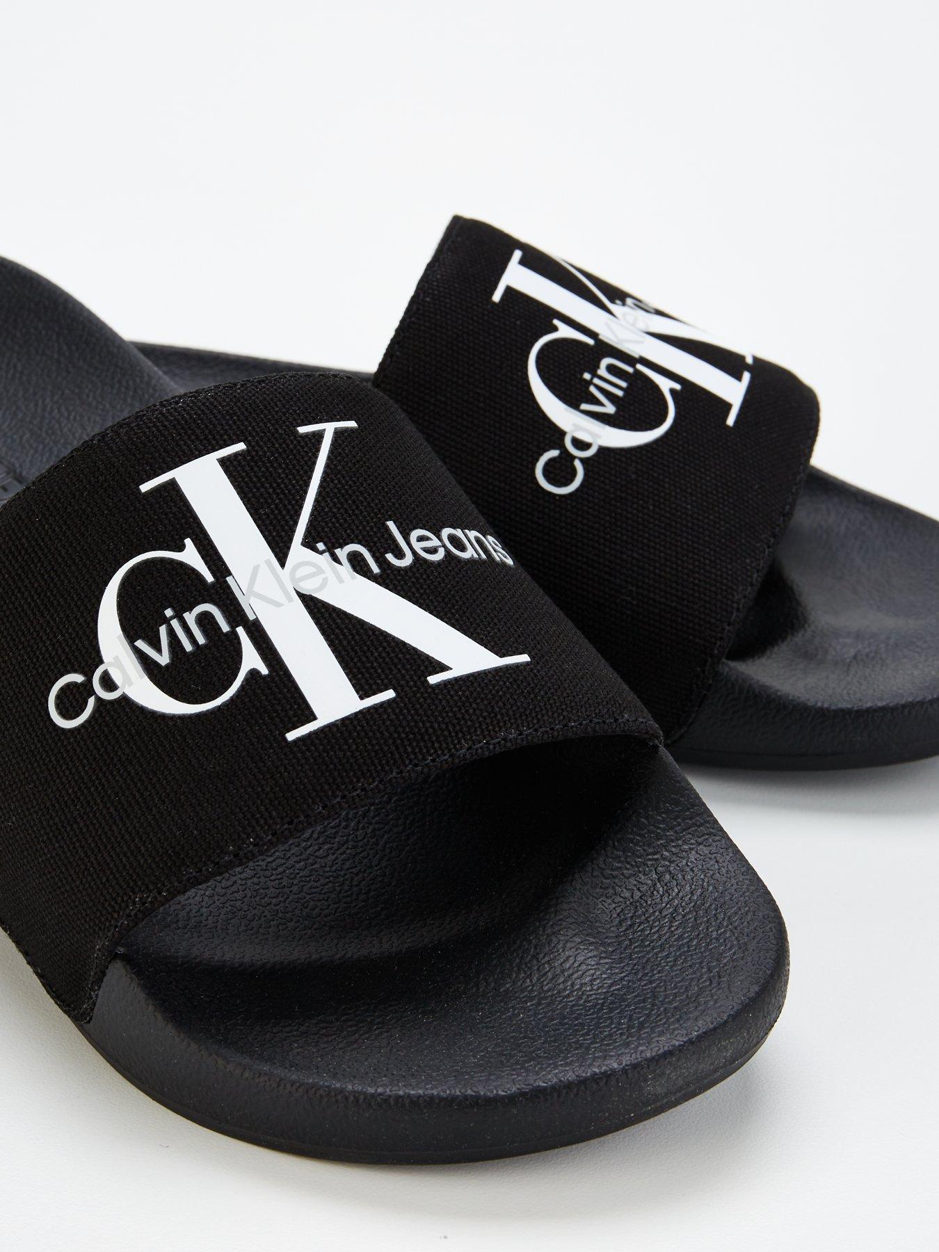 Calvin Klein Jeans Monogram Slides - Black | Very.co.uk