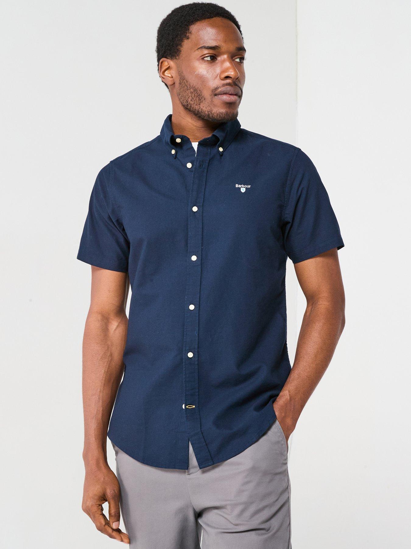undefined Short Sleeve Oxford Tailored Fit Shirt - Navy