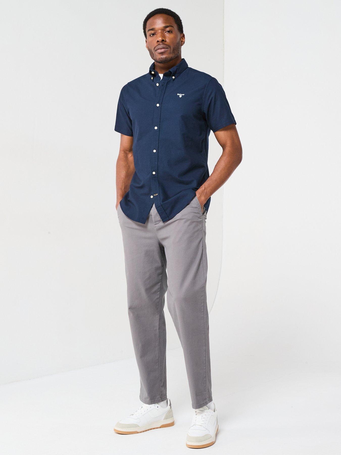 Barbour Short Sleeve Oxford Tailored Fit Shirt Navy Very