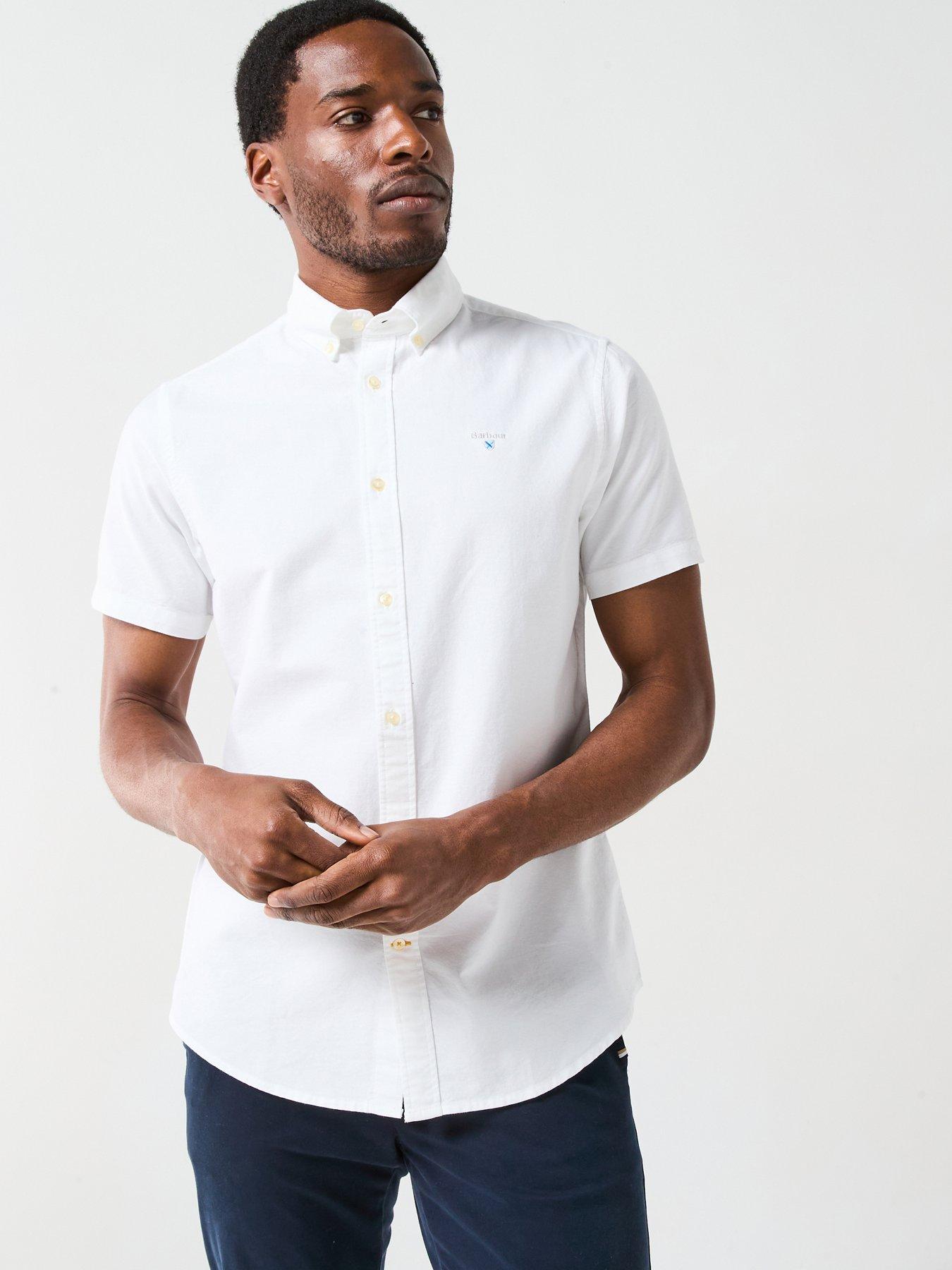 undefined Short Sleeve Oxford Tailored Fit Shirt - White