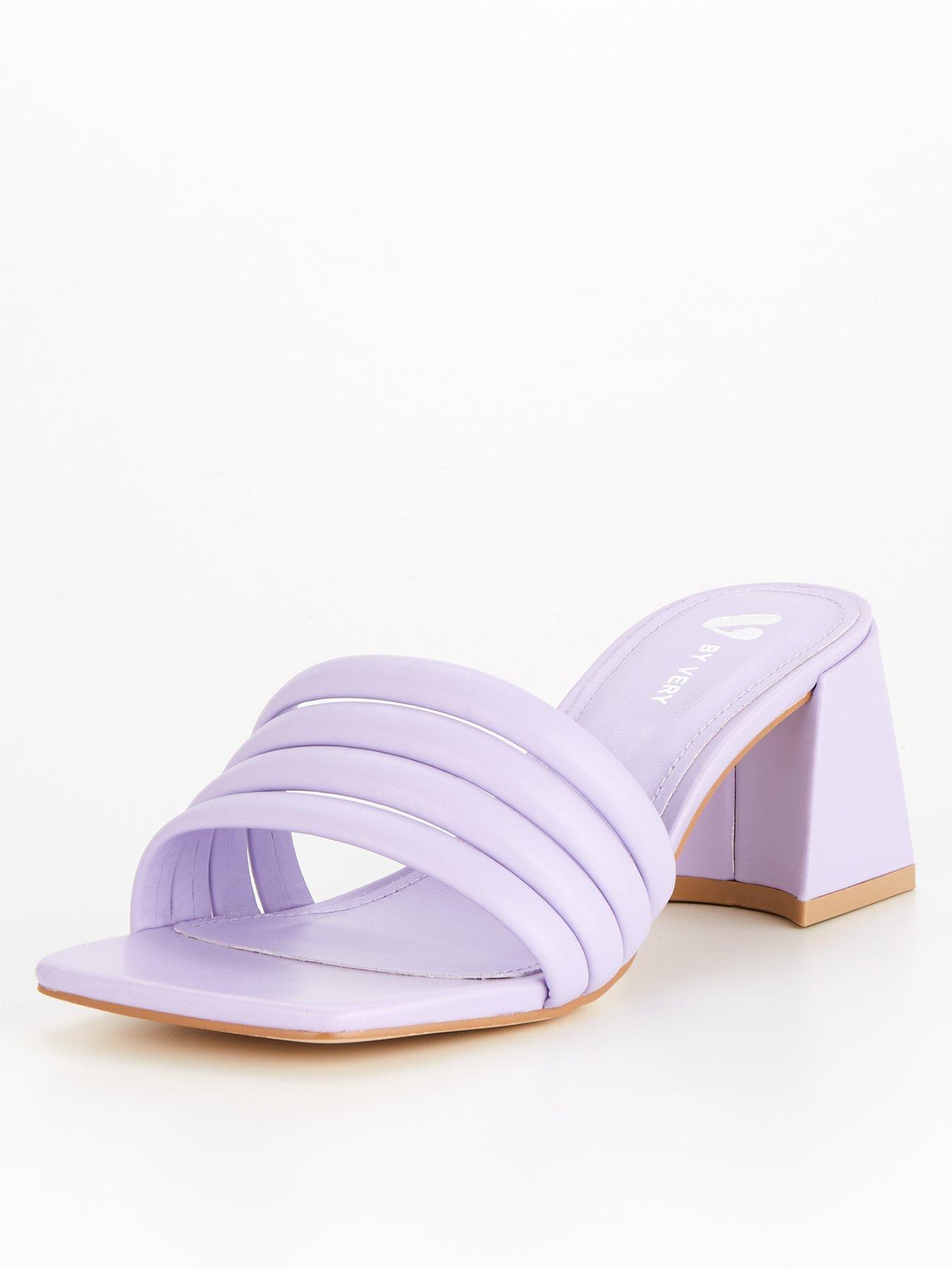 V by Very Extra Wide Fit Padded Heeled Sandal - Lilac