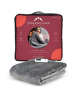 Product photograph of Dreamland Hurry Home Deluxe Velvet Warming Throw - Grey from very.co.uk