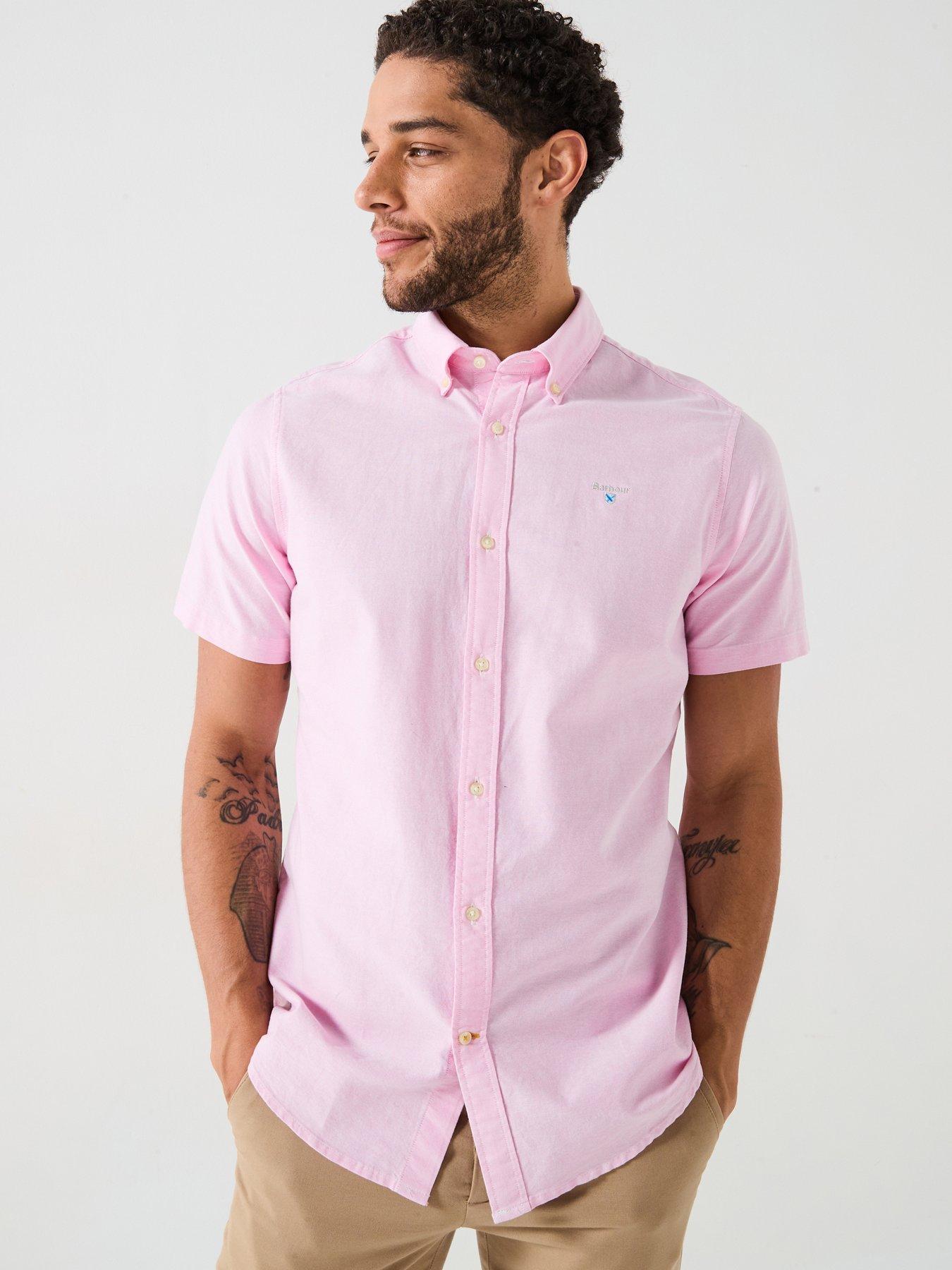 undefined Short Sleeve Oxford Tailored Fit Shirt - Light Pink