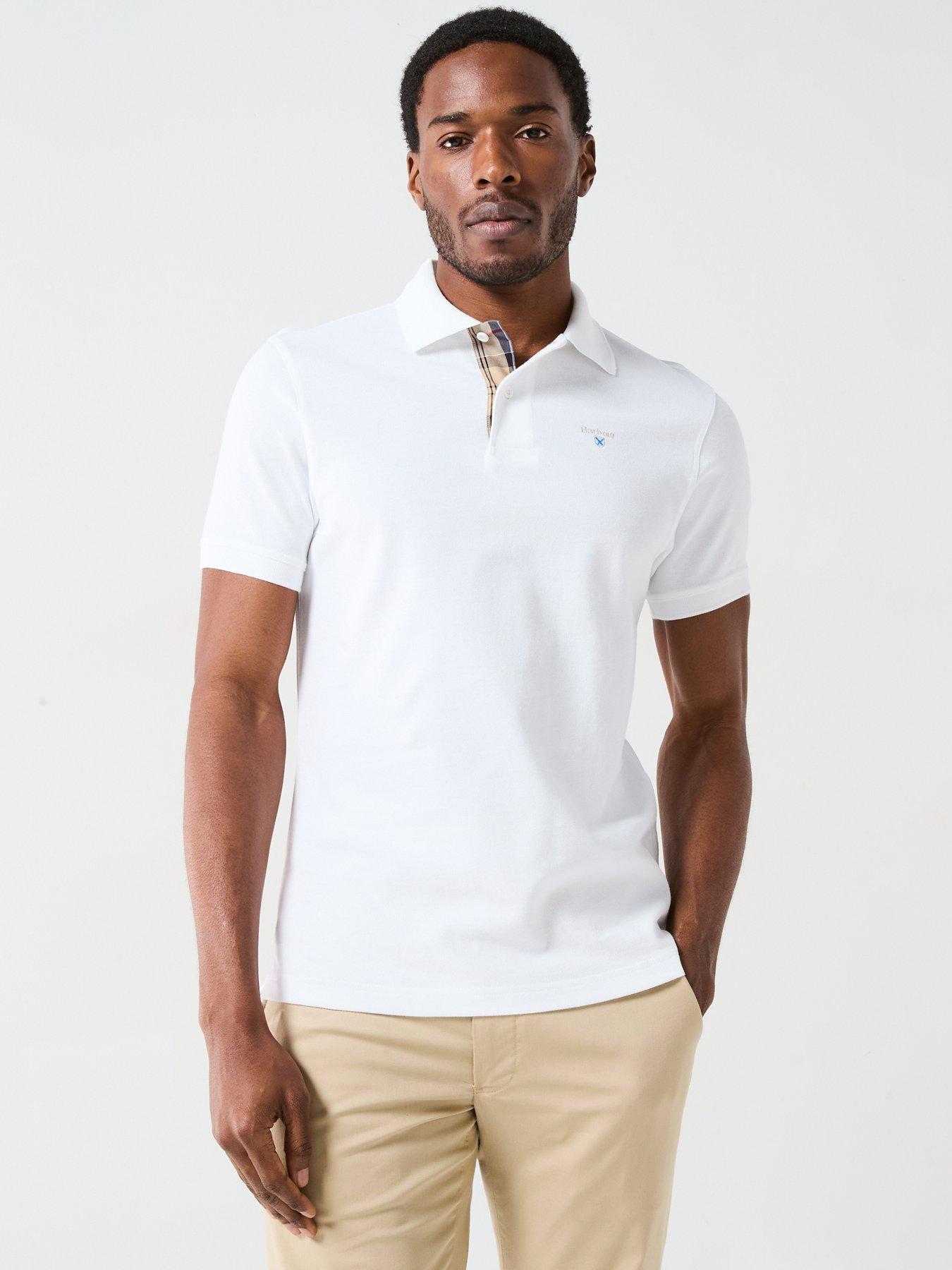 Barbour Tartan Pique Polo Short Sleeve Shirt - White