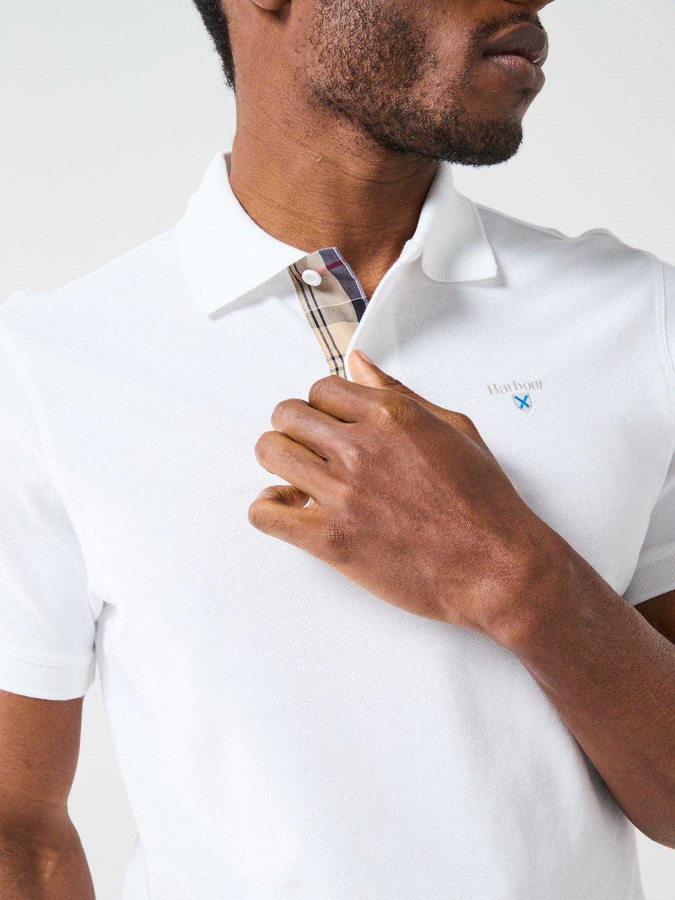 Image 4 of 6 of Barbour Tartan Pique Polo Shirt - White